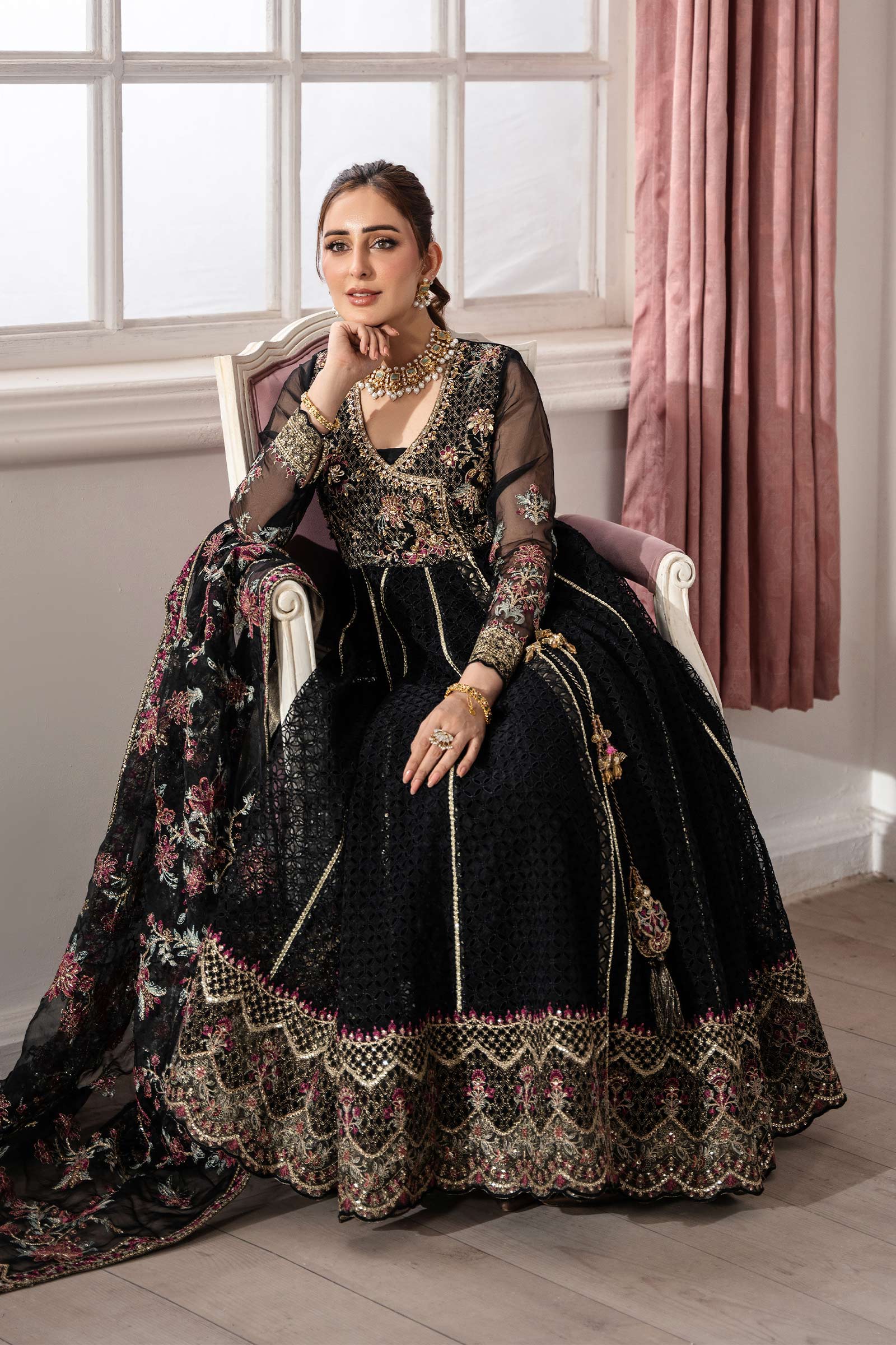 3 Piece Embroidered Organza Suit - Image 2