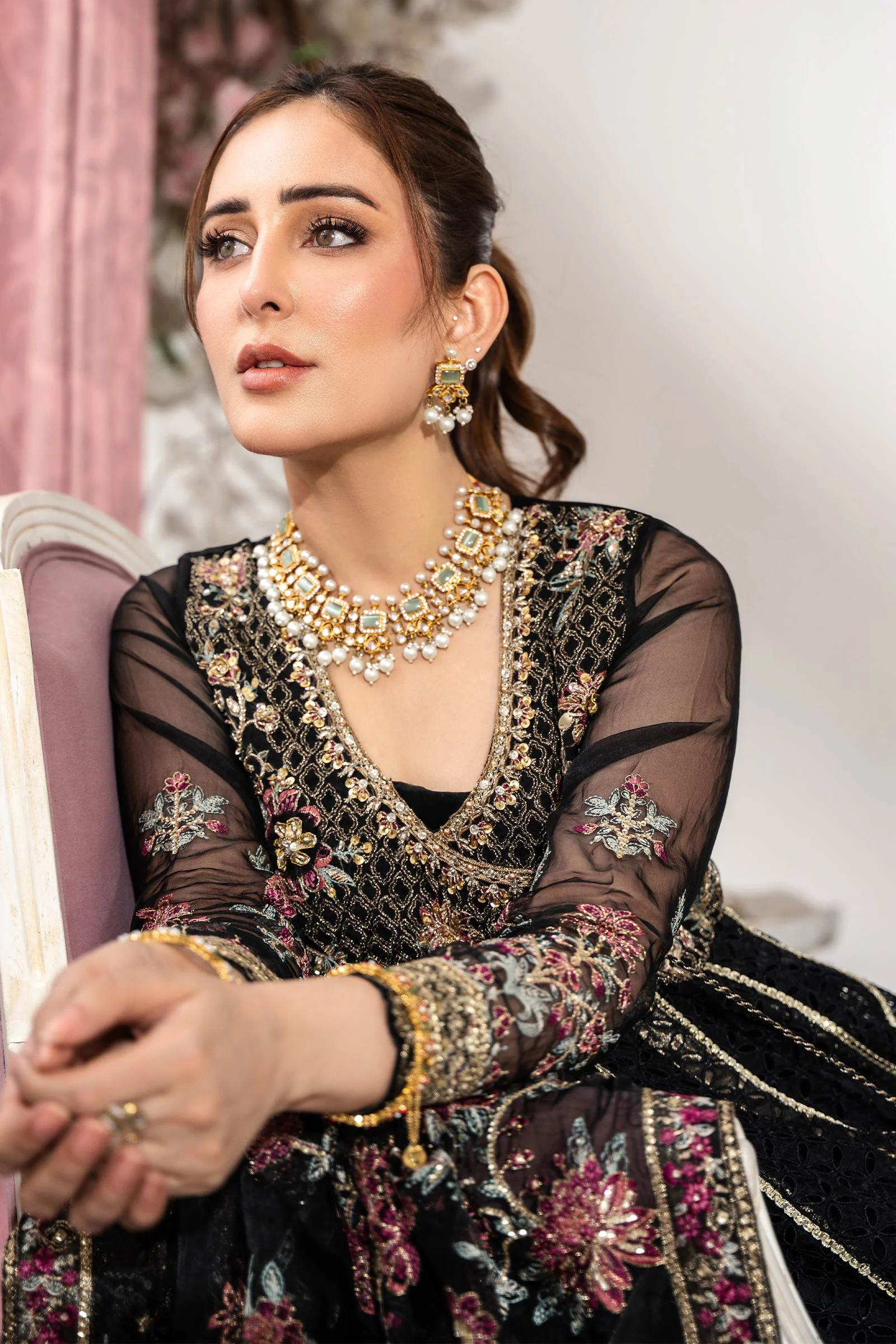 3 Piece Embroidered Organza Suit - Image 4