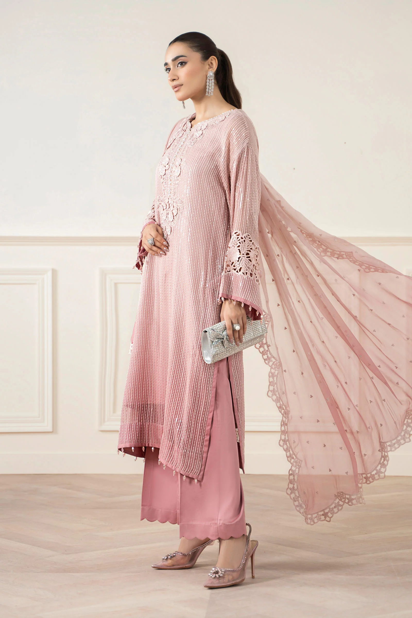 3 Piece Embroidered Chiffon Suit - Image 8