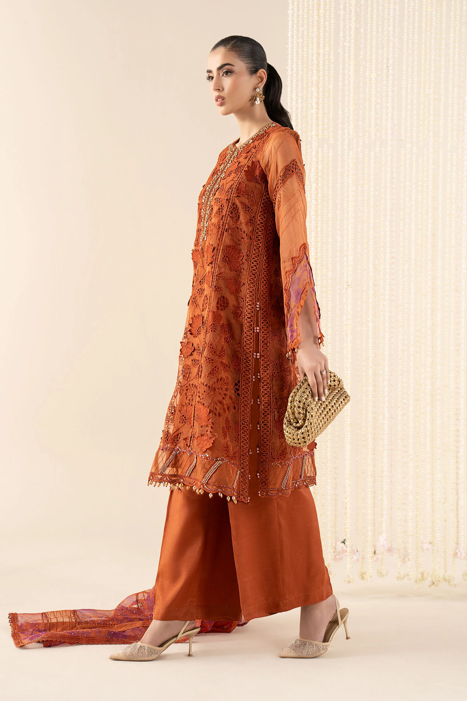 3 Piece Embroidered Organza Suit - Image 5