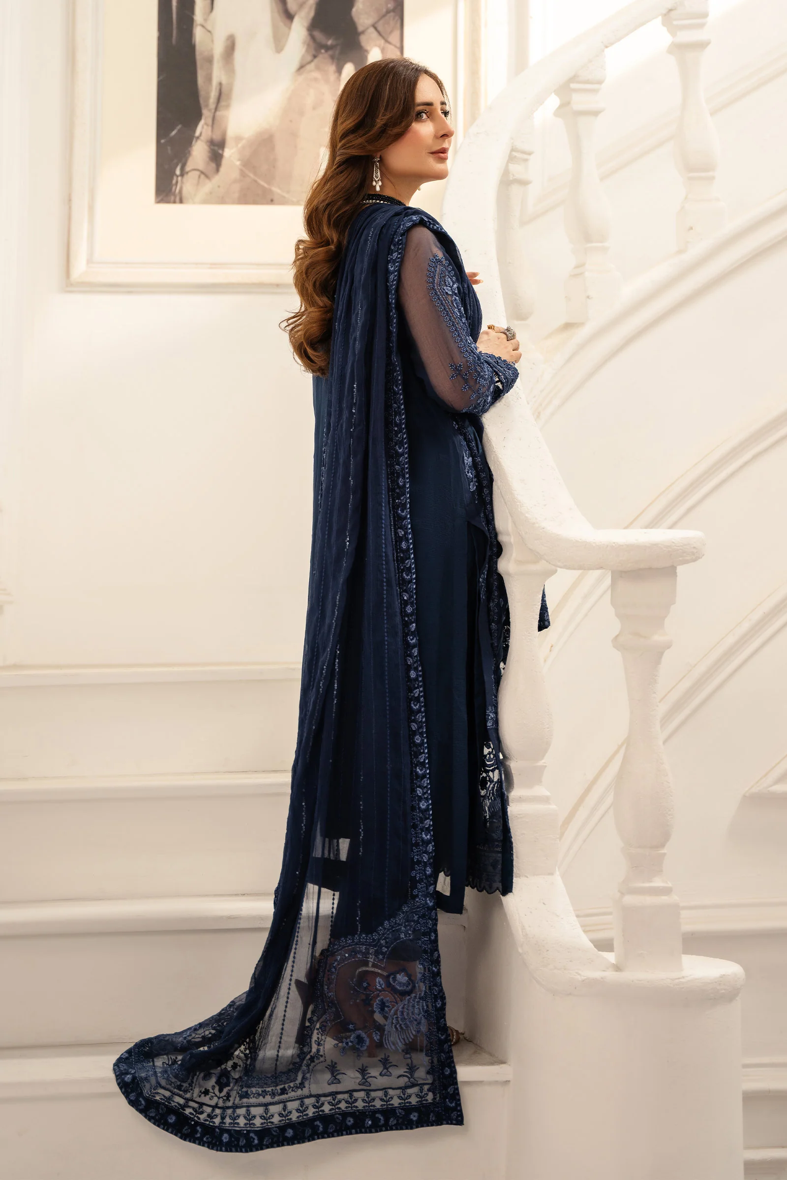 3 Piece Embroidered Chiffon Suit - Image 7