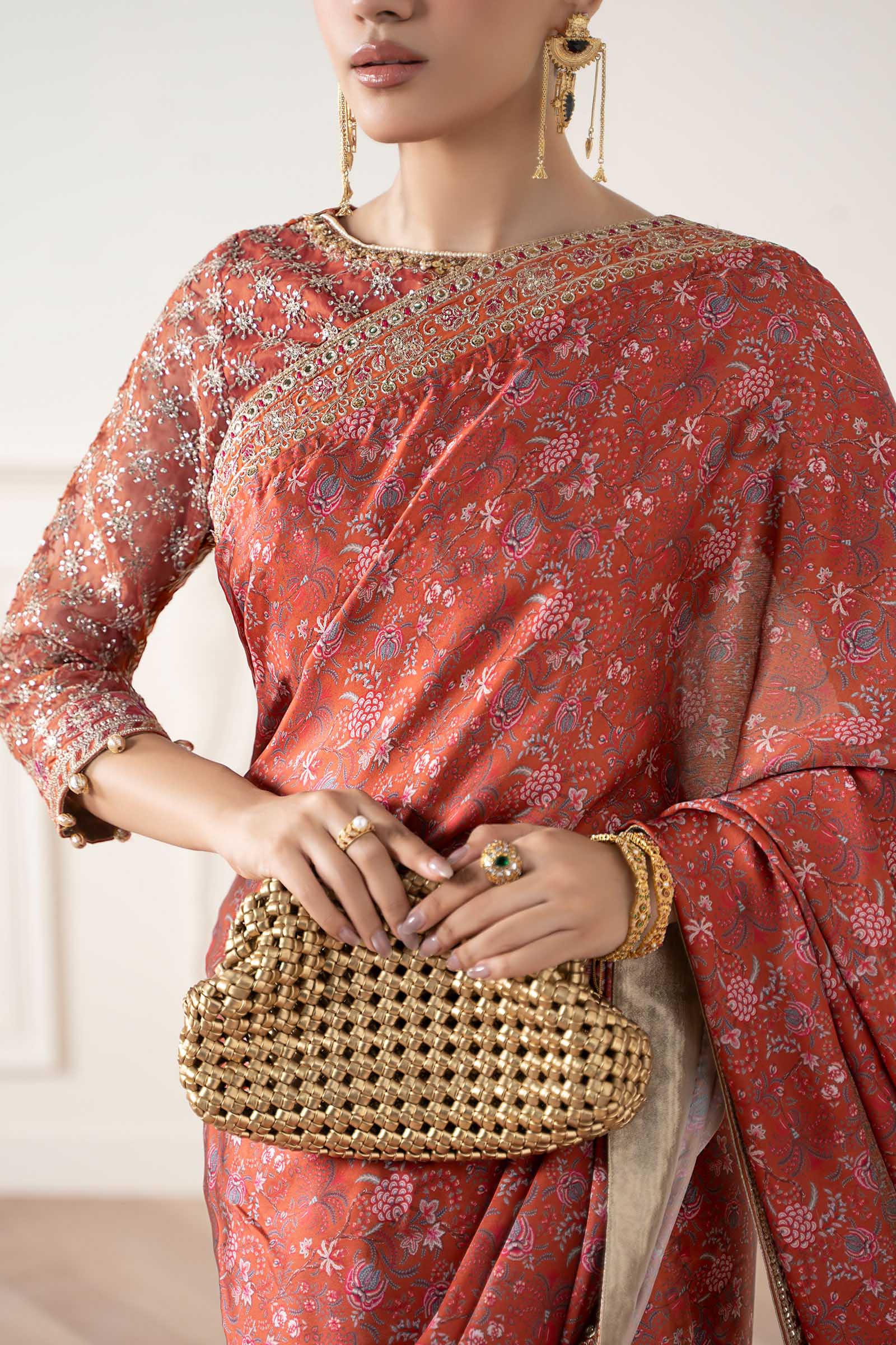 Embroidered Silk Saree - Image 4