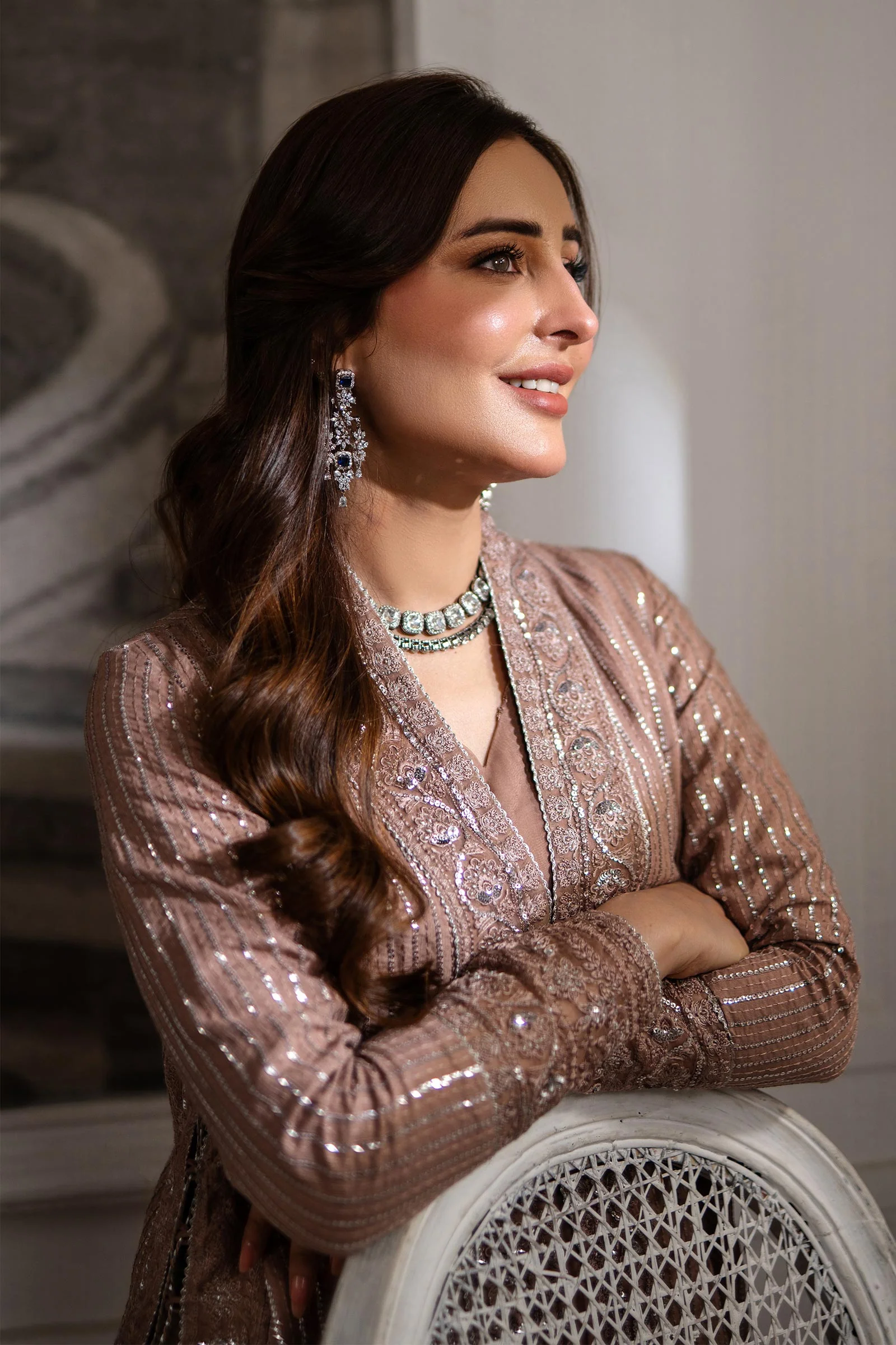 2 Piece Embroidered Raw Silk Suit - Image 3