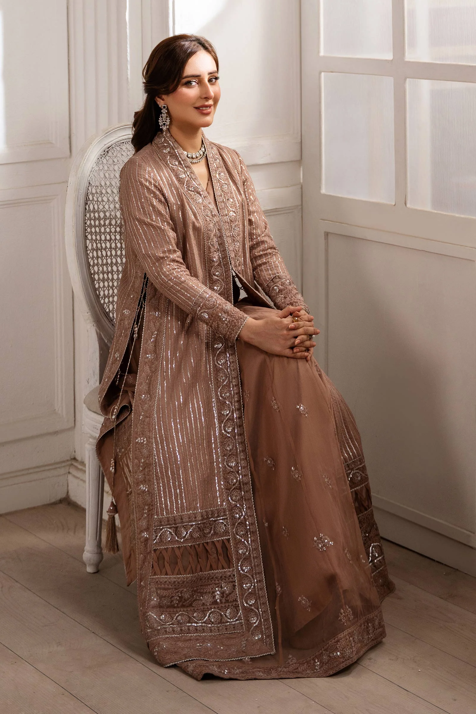 2 Piece Embroidered Raw Silk Suit - Image 5