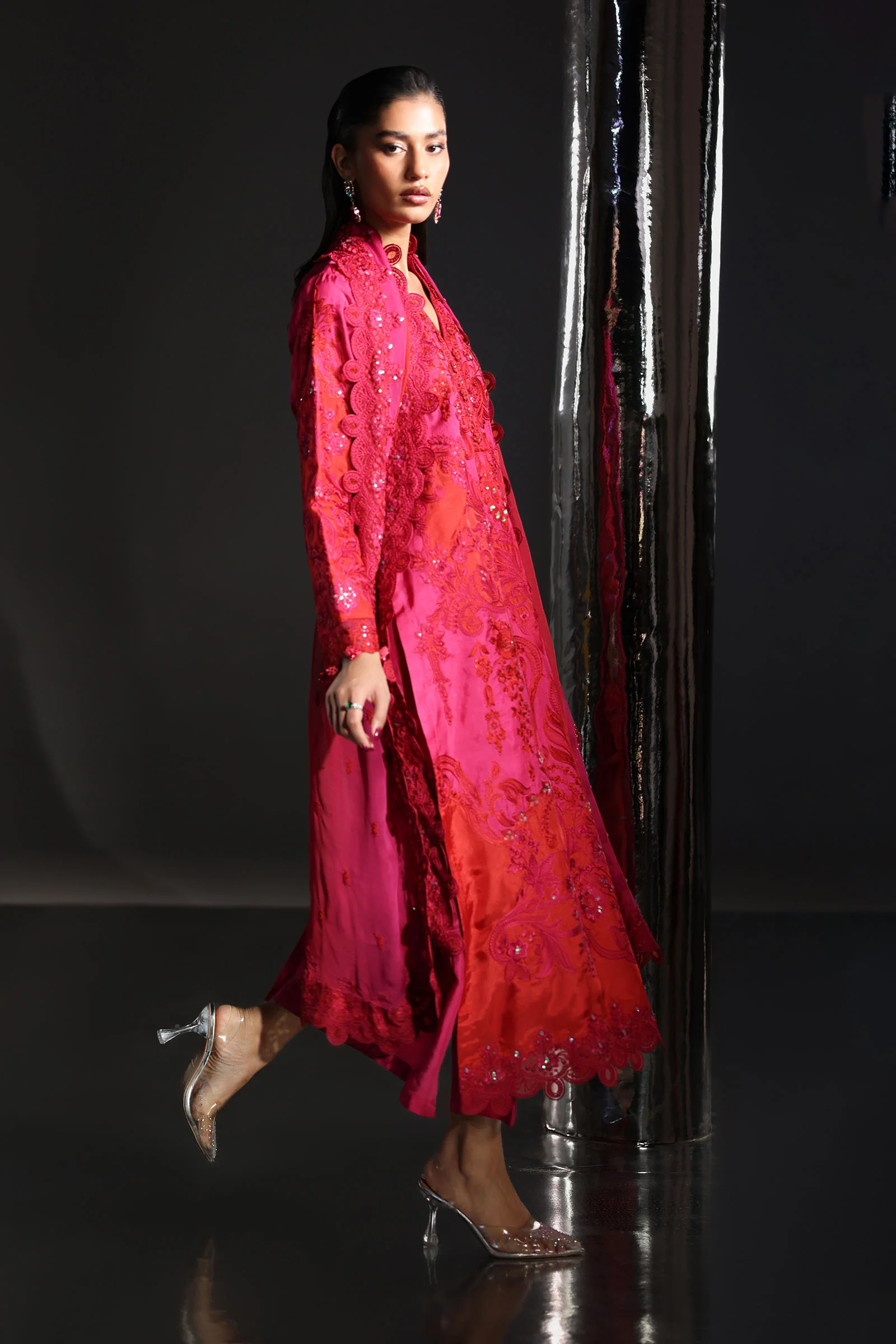 3 Piece Embroidered Tissue Silk Suit - Image 7