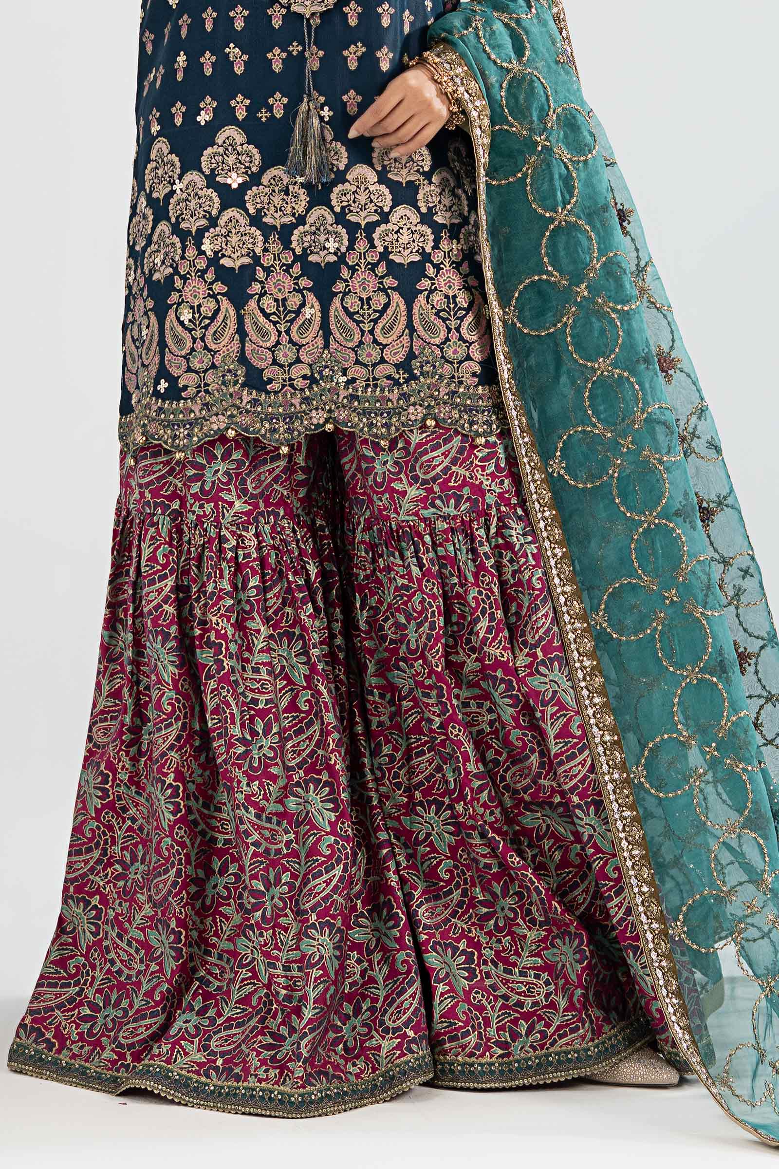 3 Piece Embroidered Raw Silk Suit - Image 7