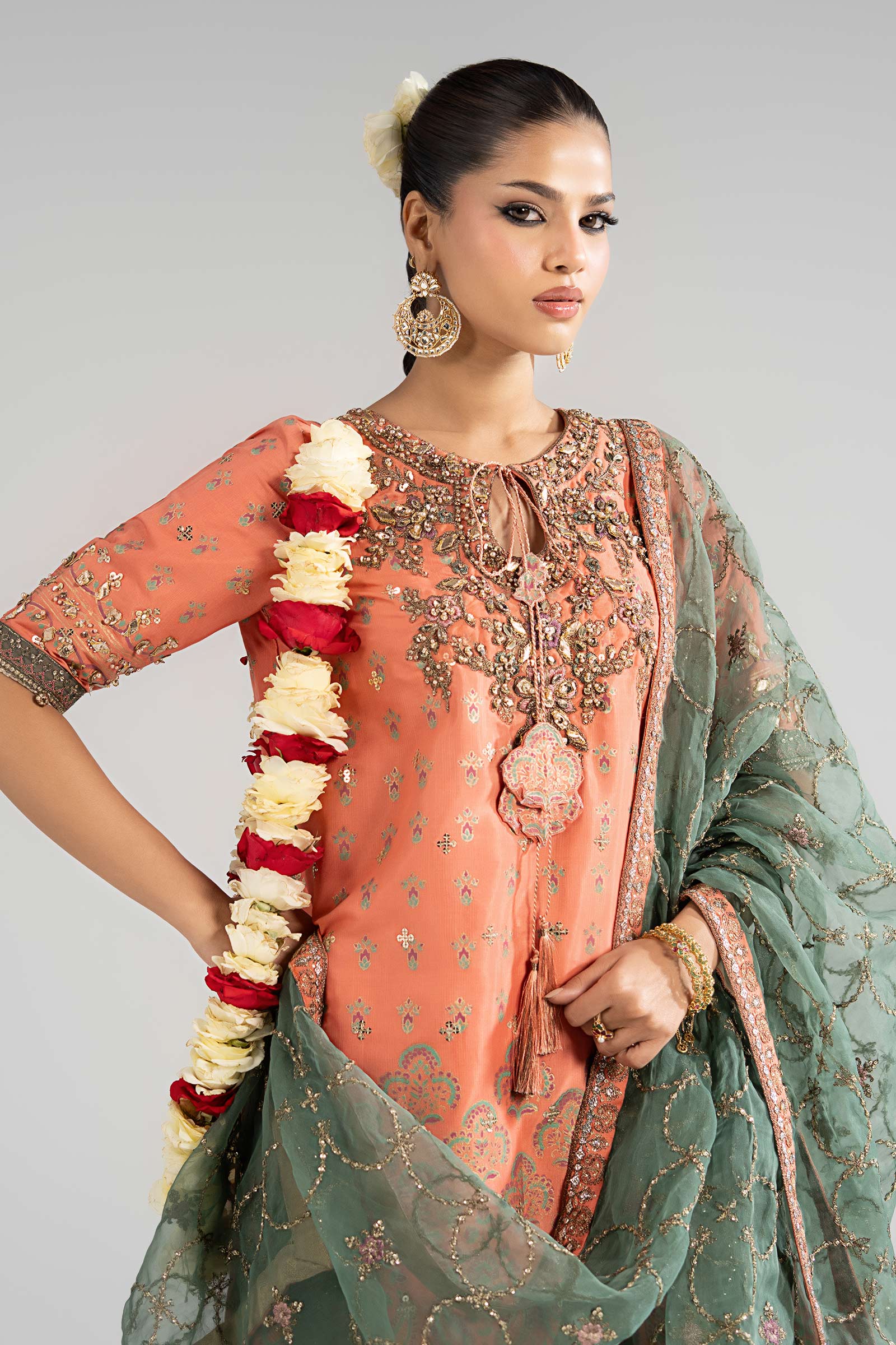 3 Piece Embroidered Raw Silk Suit - Image 2