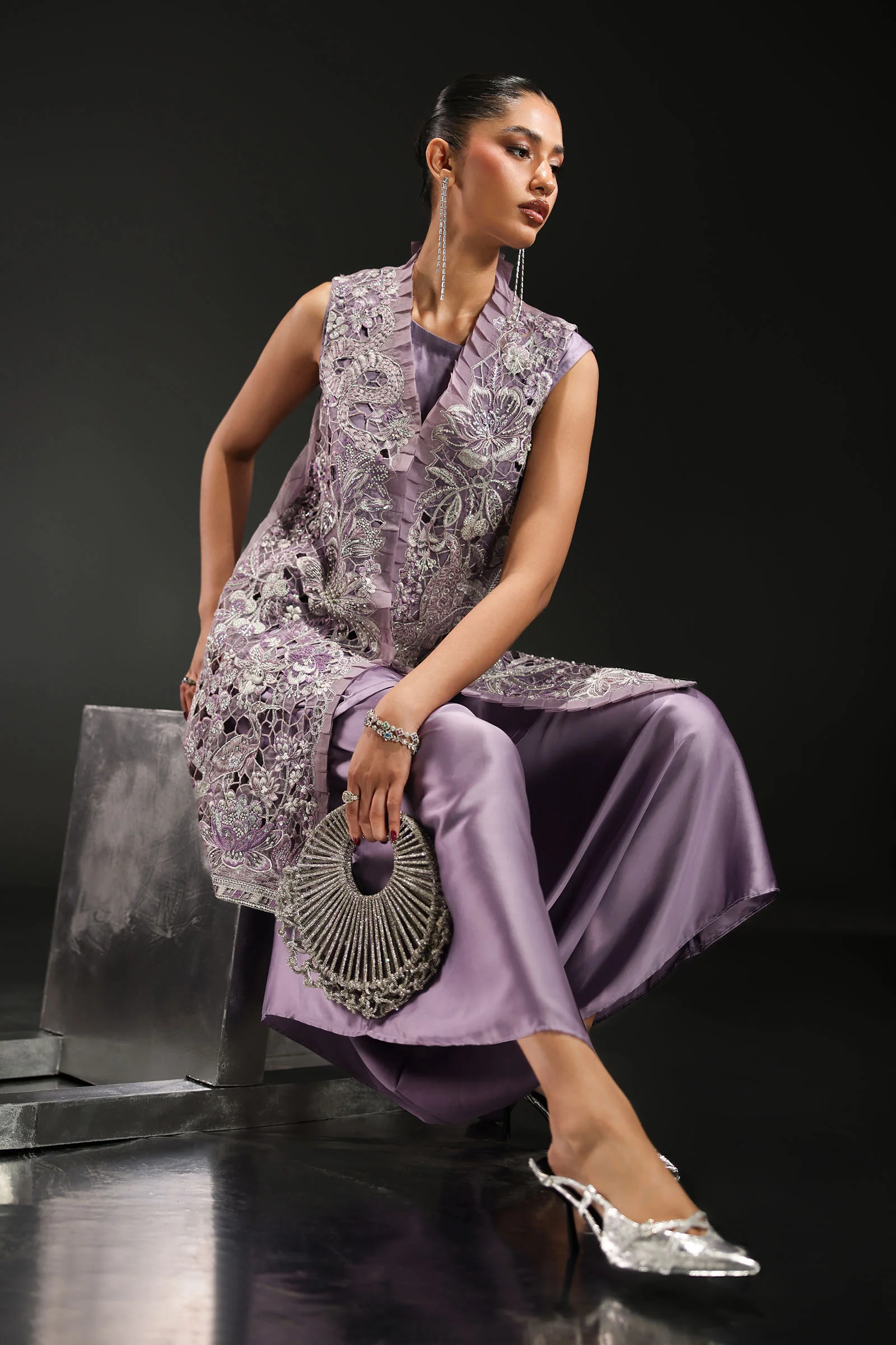 3 Piece Embroidered Organza Suit - Image 4