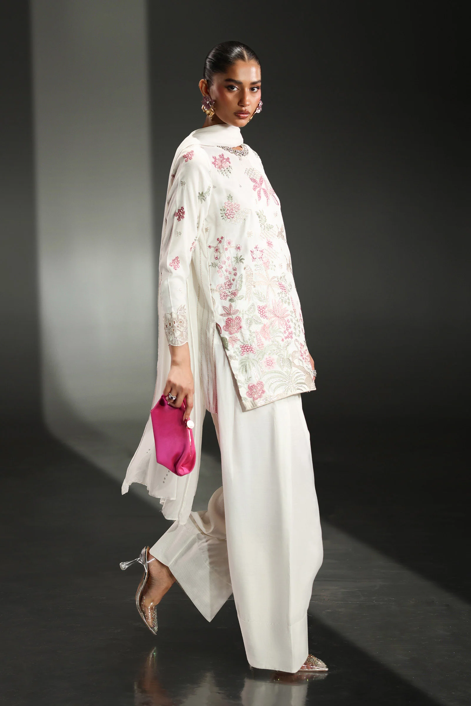 3 Piece Embroidered Raw Silk Suit - Image 8