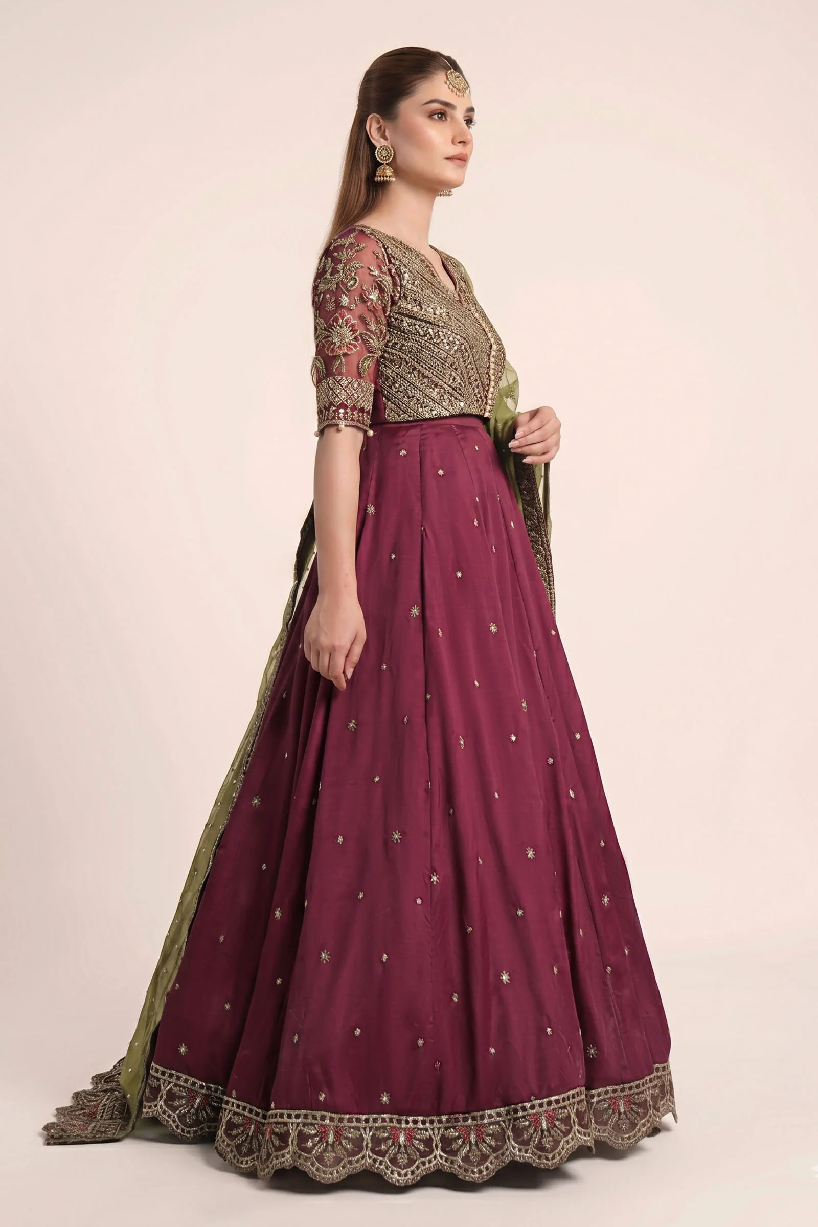 3 Piece Embroidered Raw Silk Suit - Image 4