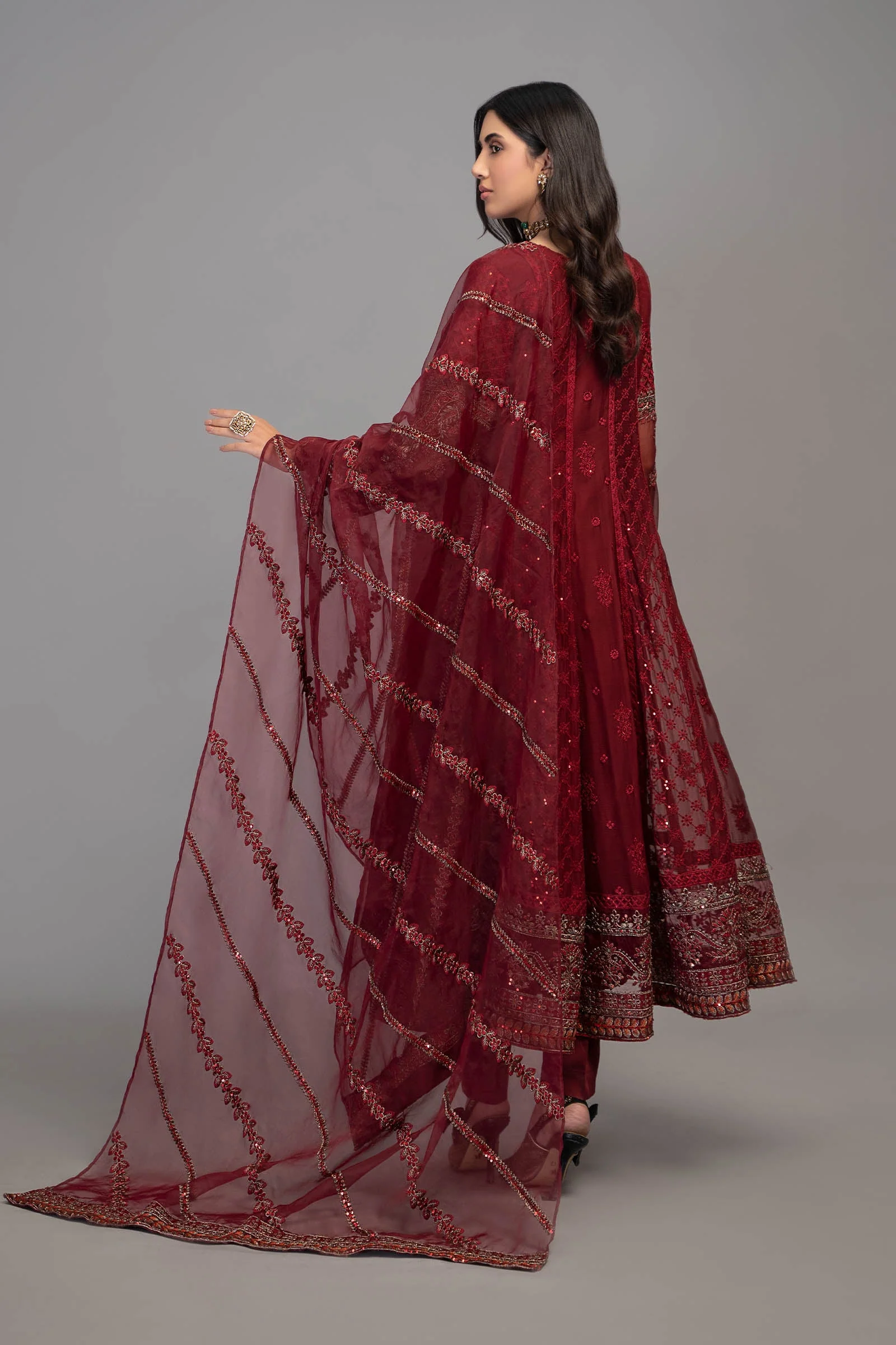 3 Piece Embroidered Chiffon Suit - Image 5