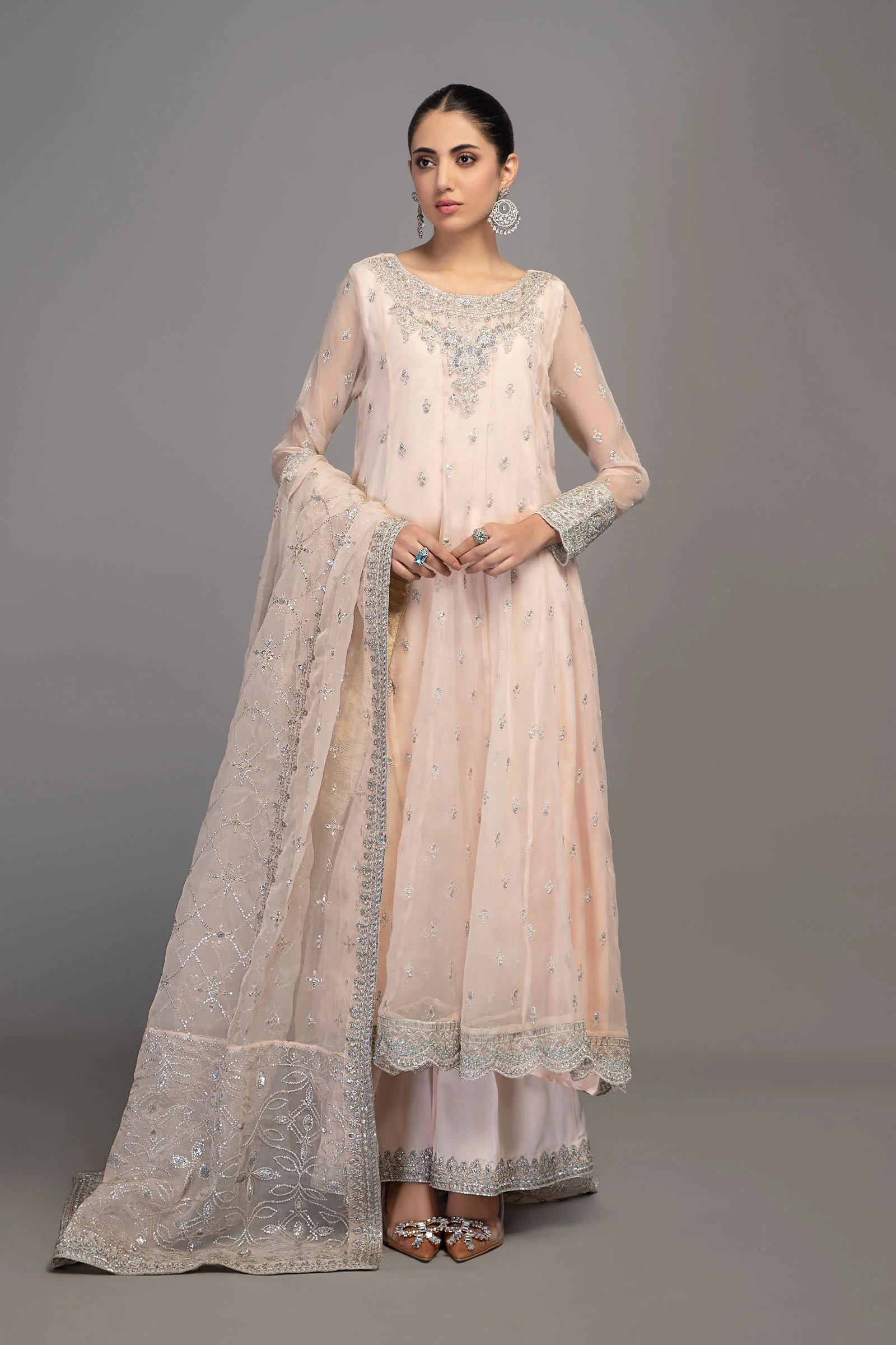 4 Piece Embroidered Frock