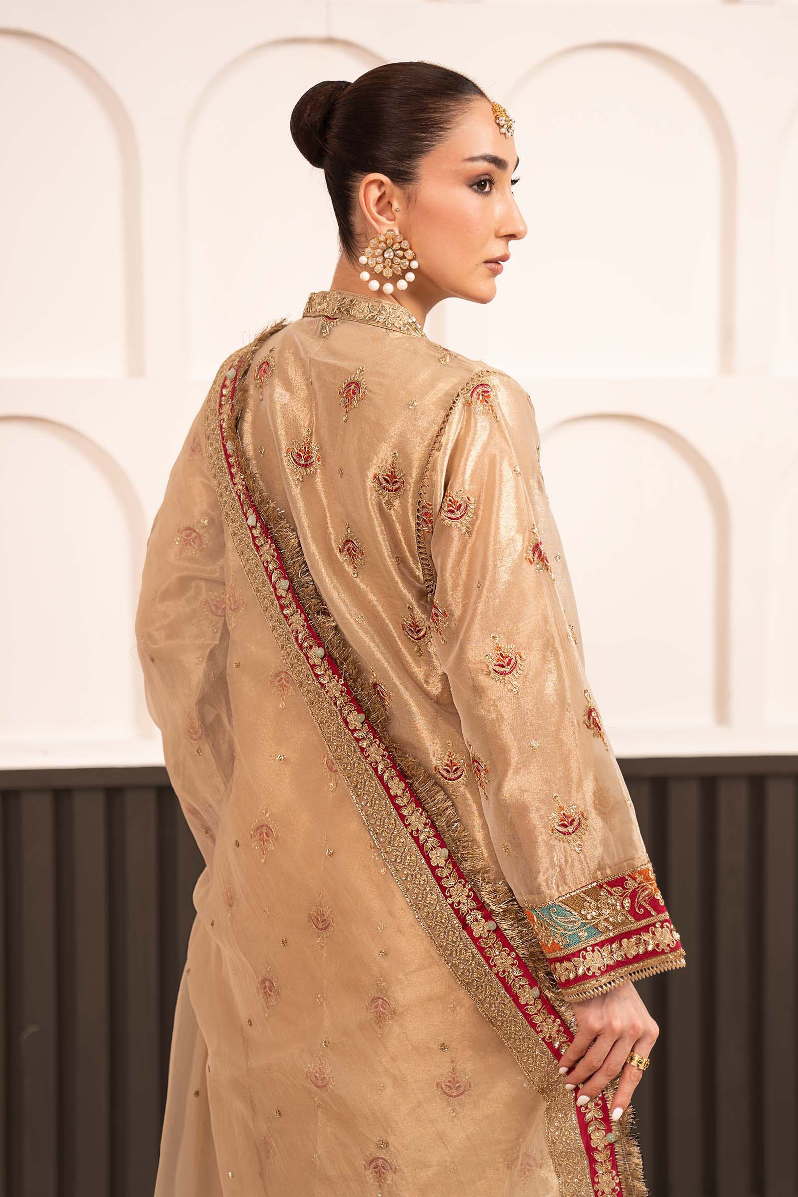3 Piece Embroidered Tissue Suit - Image 5