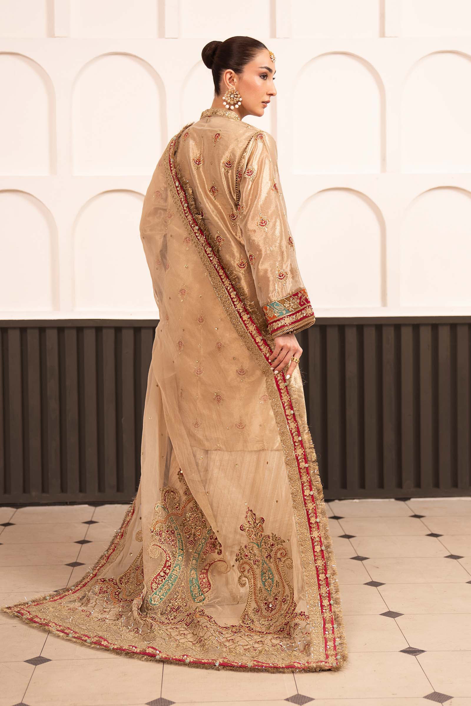 3 Piece Embroidered Tissue Suit - Image 9