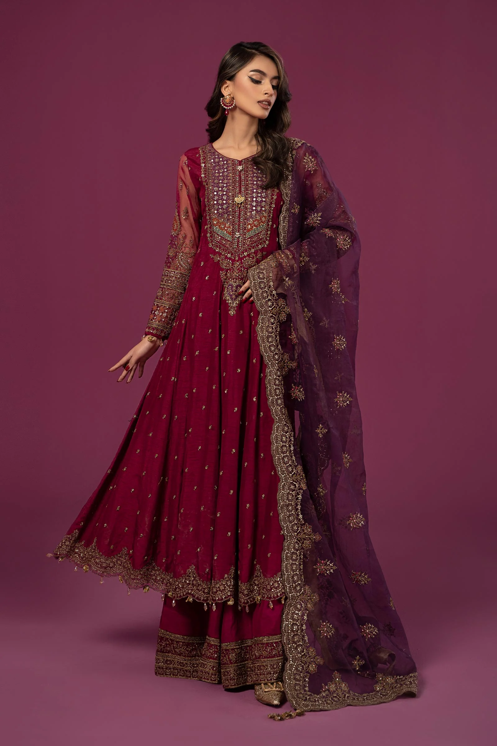 3 Piece Embroidered Raw Silk Suit - Image 11