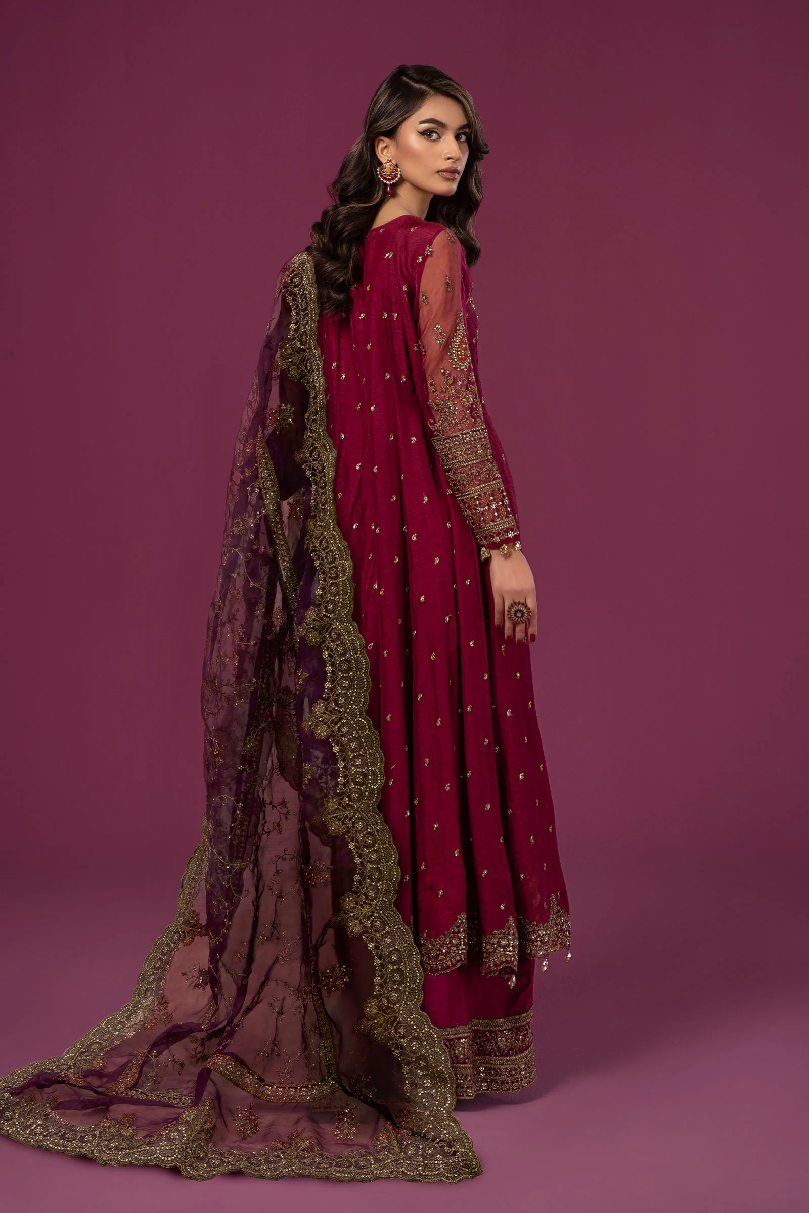 3 Piece Embroidered Raw Silk Suit - Image 9
