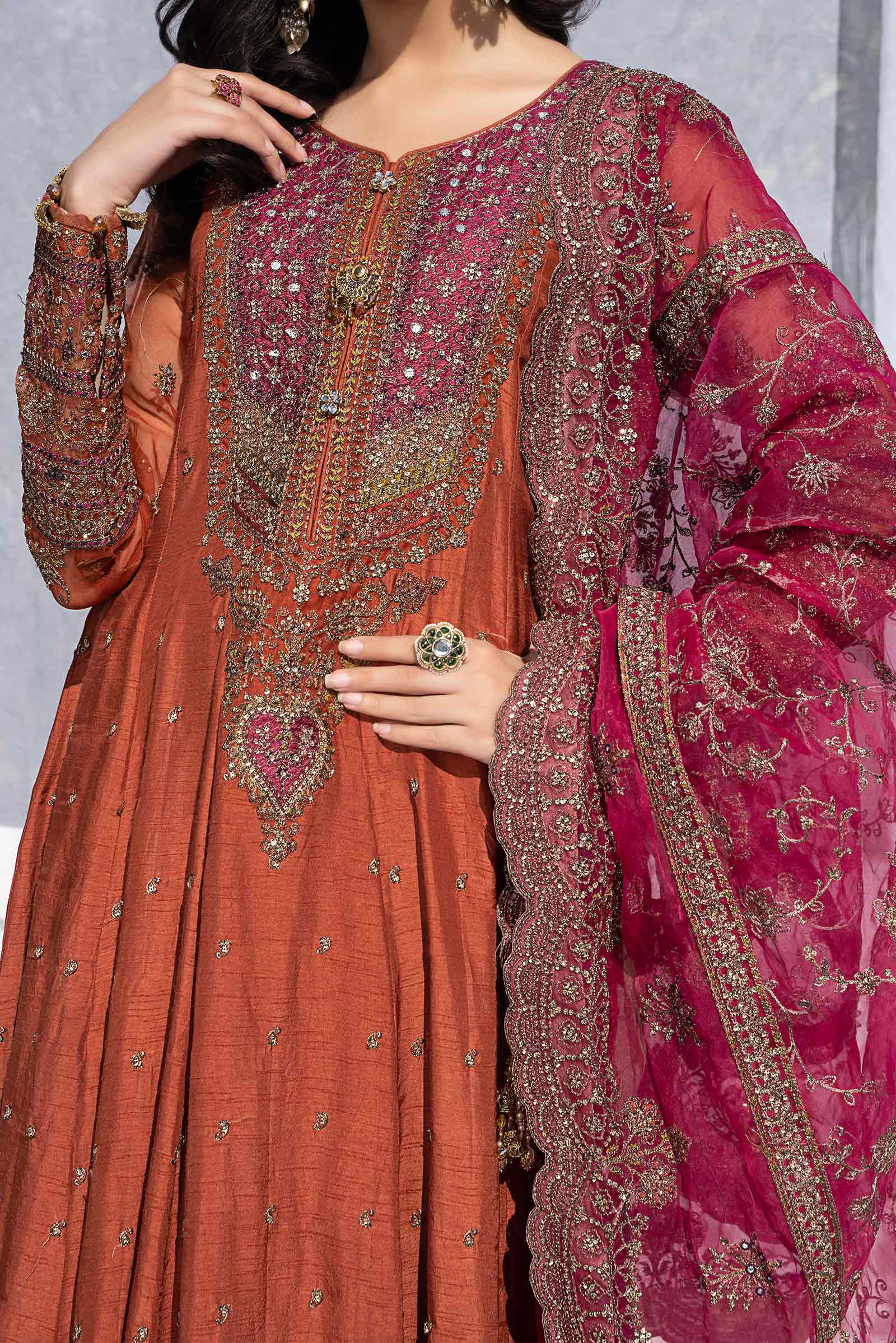 3 Piece Embroidered Raw Silk Suit - Image 6
