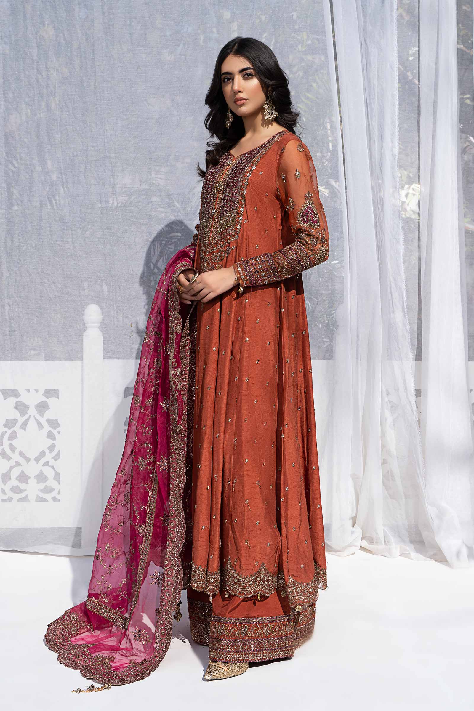 3 Piece Embroidered Raw Silk Suit - Image 9