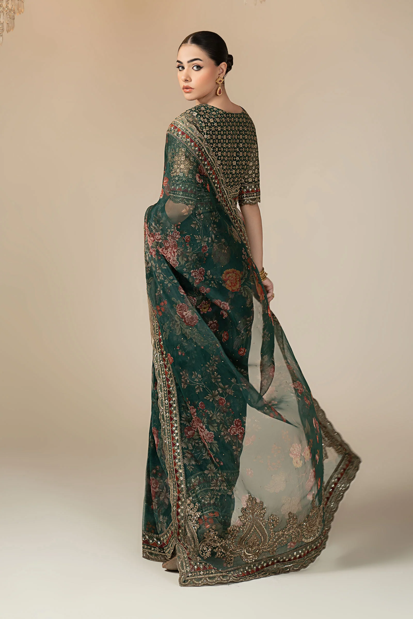 Embroidered Organza Saree - Image 10