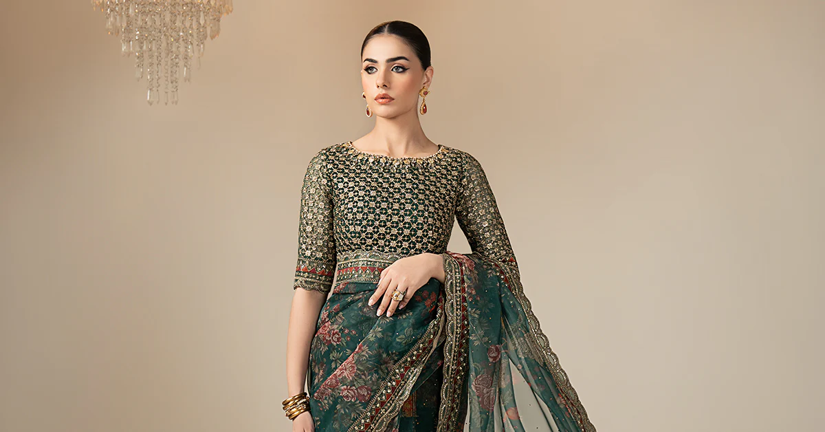 Embroidered Organza Saree - Image 11