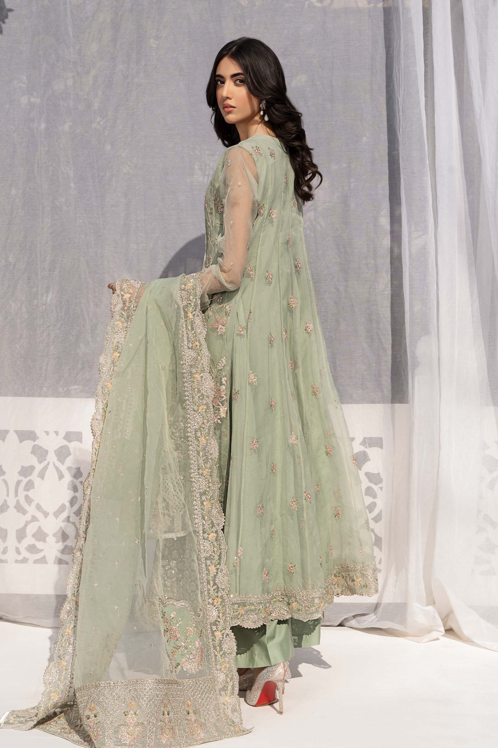 3 Piece Embroidered Organza Suit - Image 5