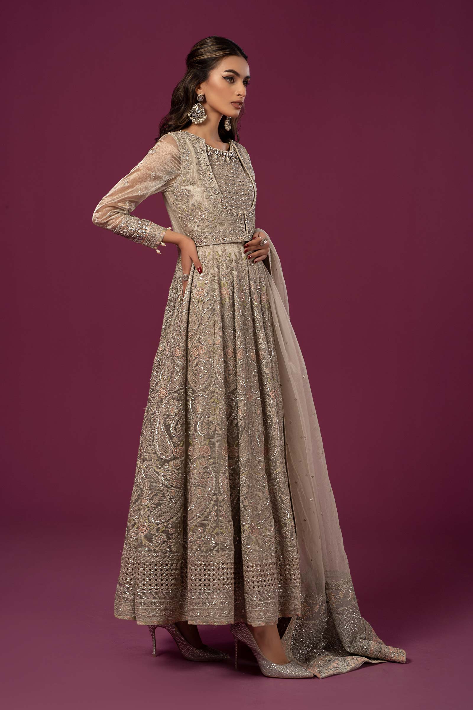 3 Piece Embroidered Net Suit - Image 6