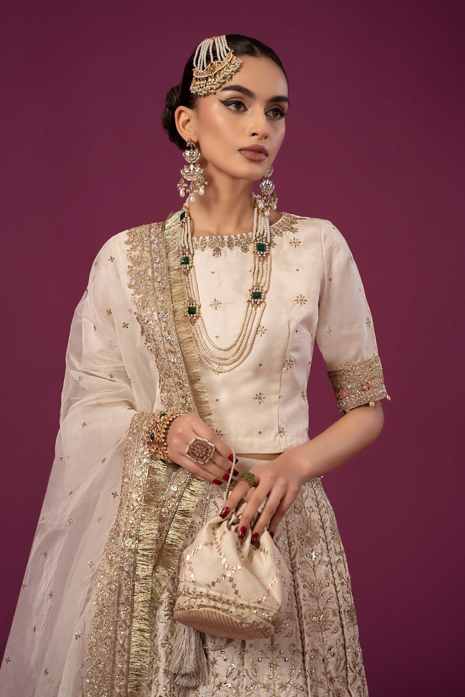 3 Piece Embroidered Raw Silk Suit - Image 2