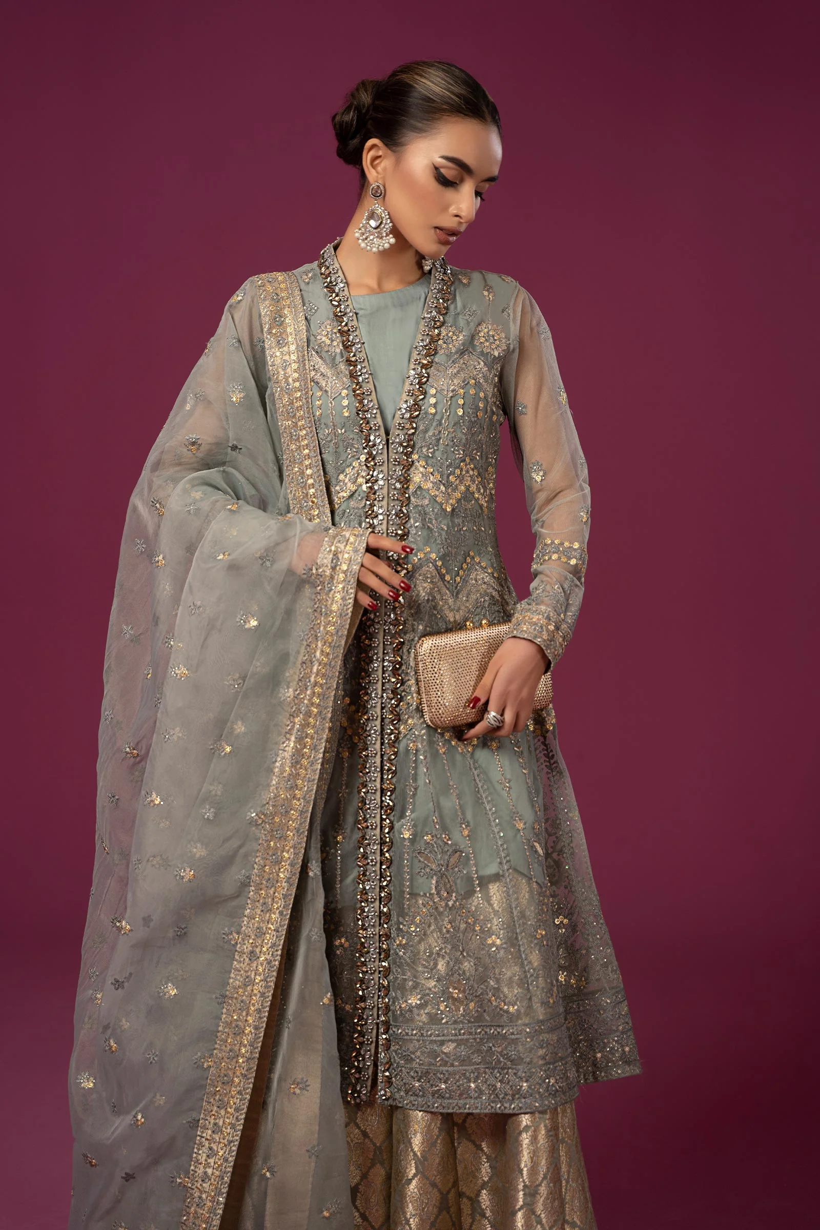 3 Piece Embroidered Net Suit - Image 3