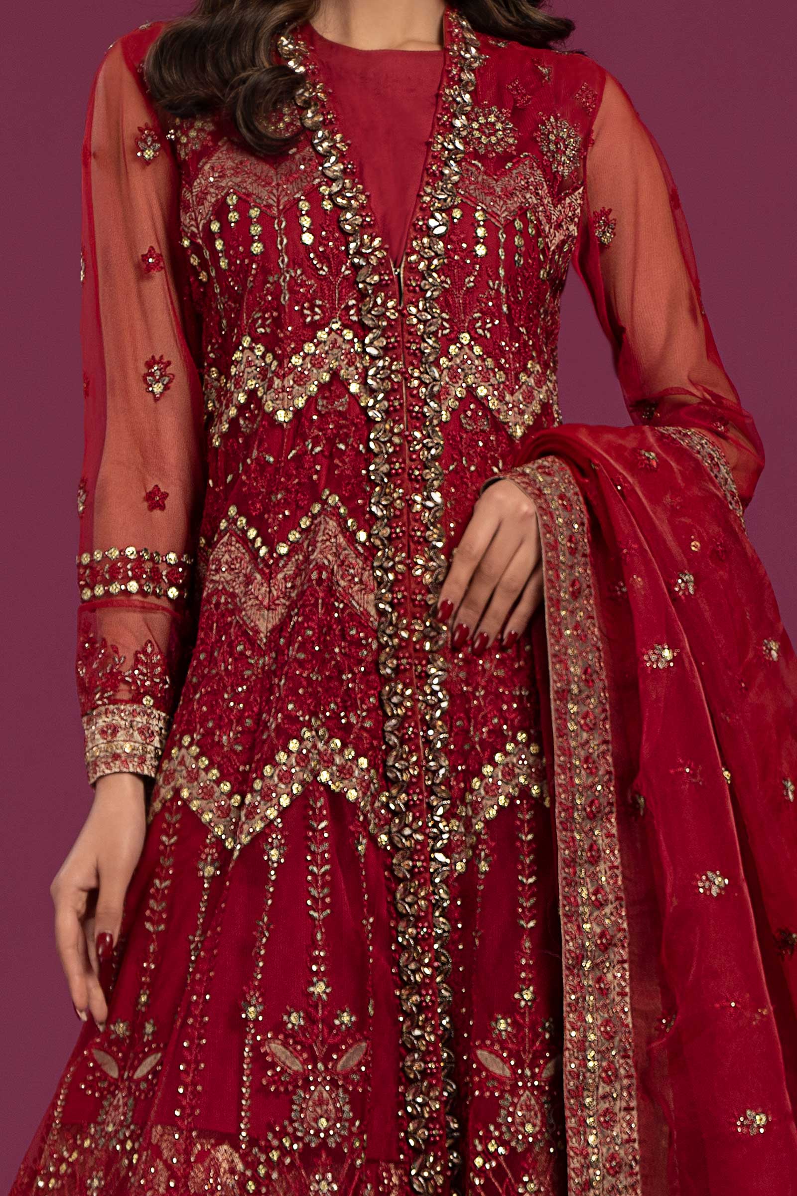3 Piece Embroidered Net Suit - Image 4
