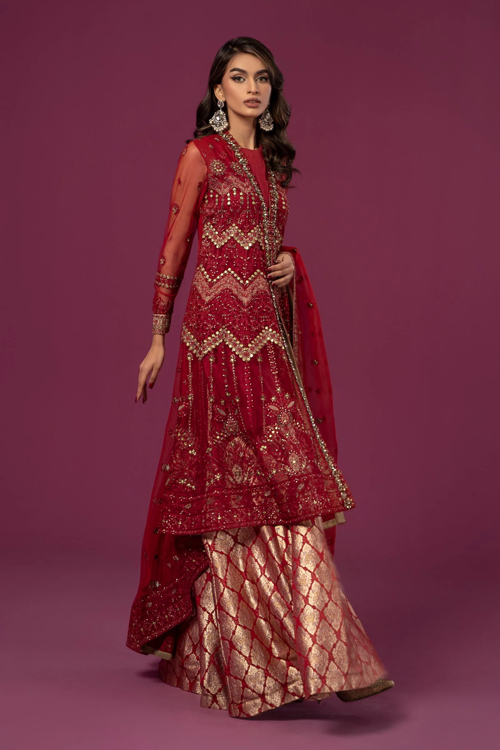 3 Piece Embroidered Net Suit - Image 5
