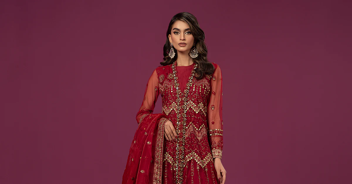 3 Piece Embroidered Net Suit - Image 7