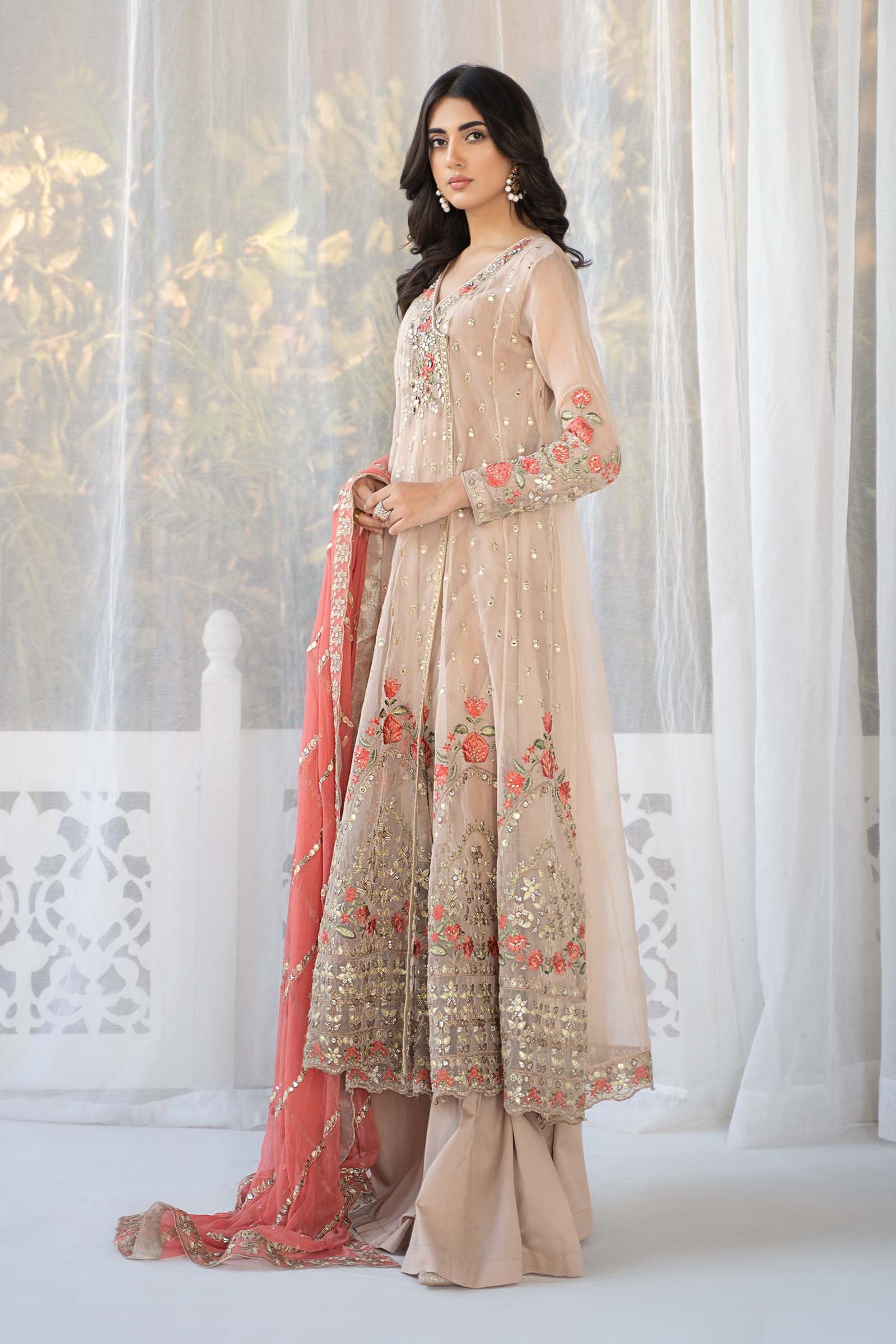 3 Piece Embroidered Organza Suit - Image 5