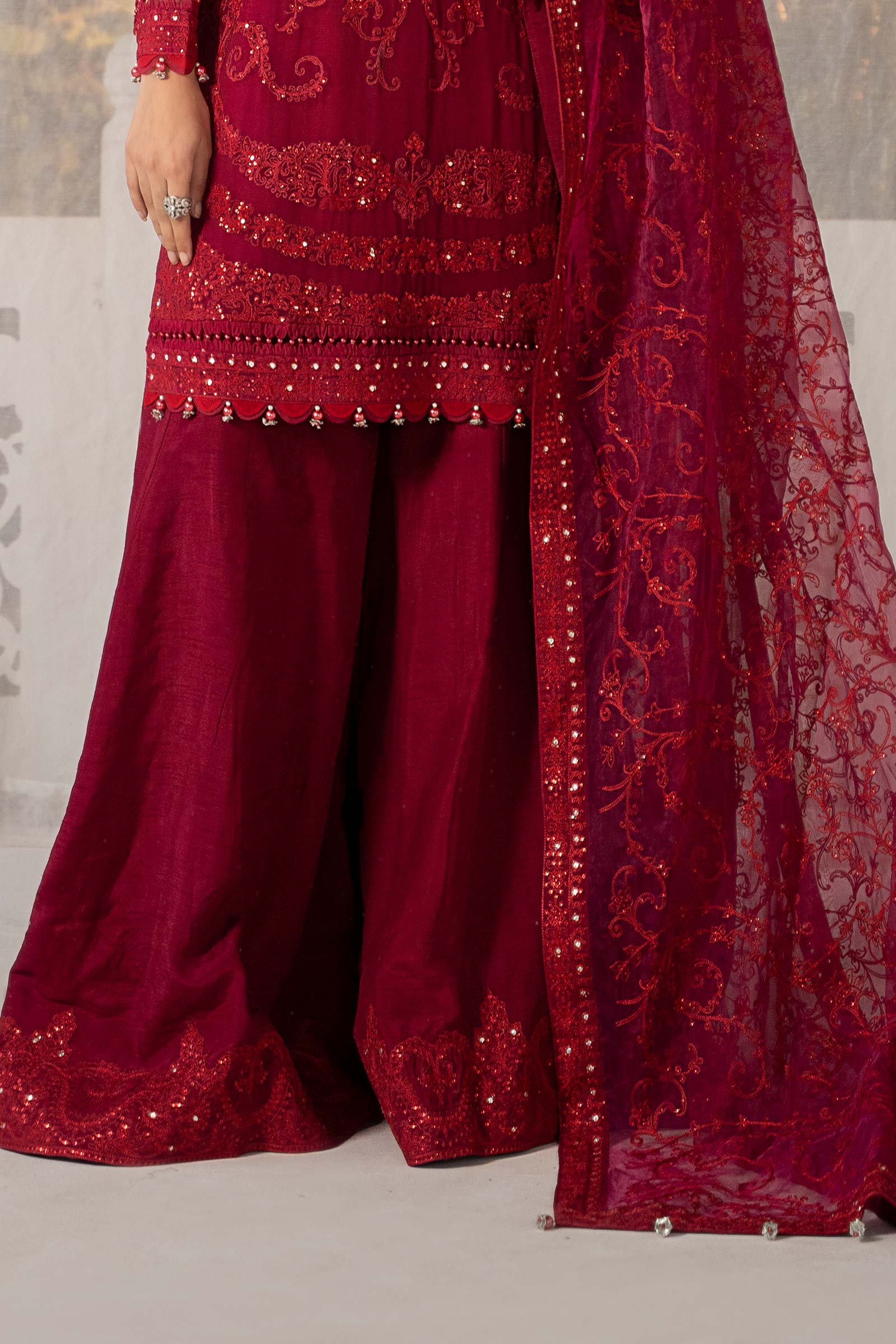 3 Piece Embroidered Organza Suit - Image 4