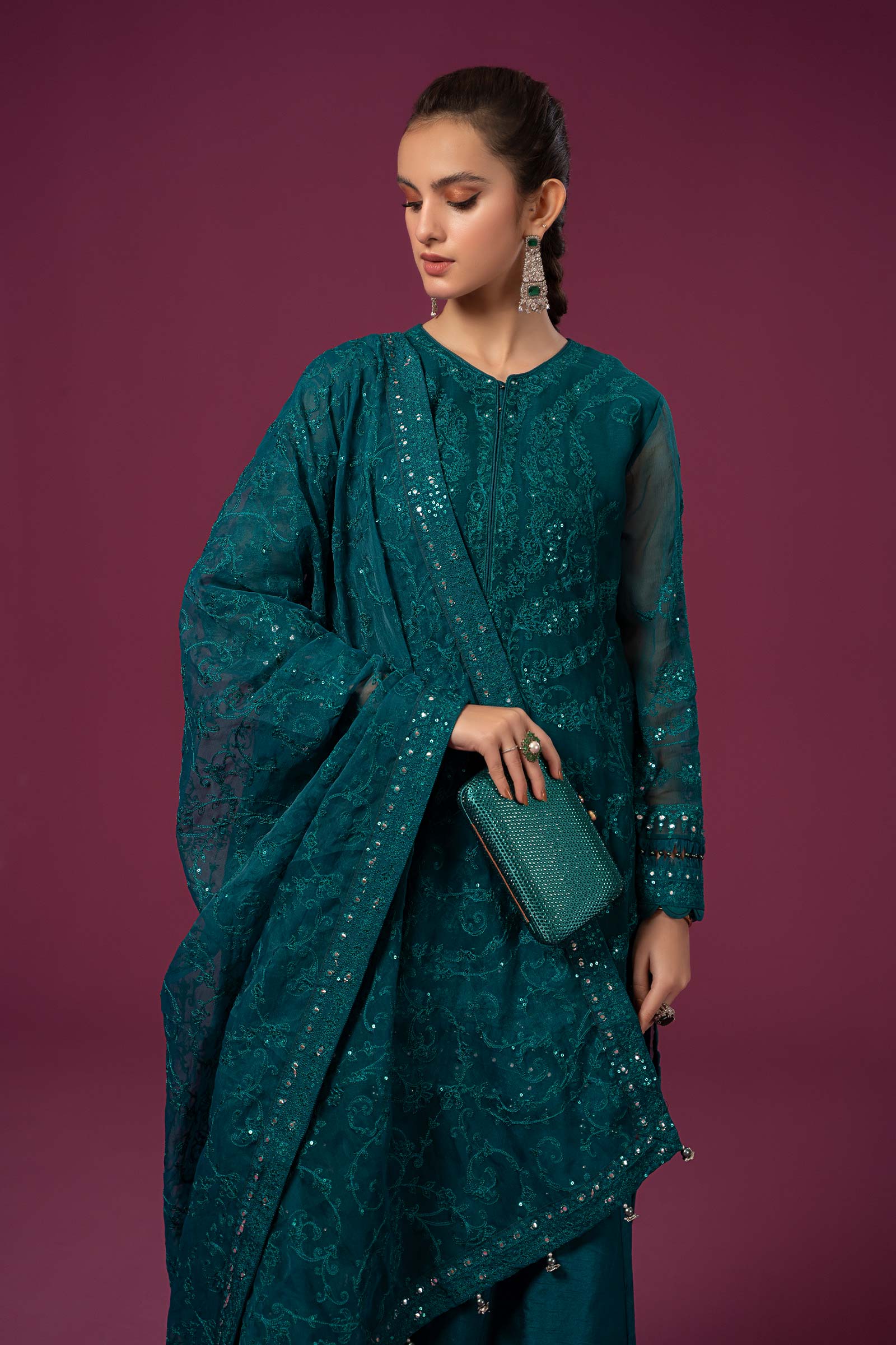 3 Piece Embroidered Organza Suit - Image 3