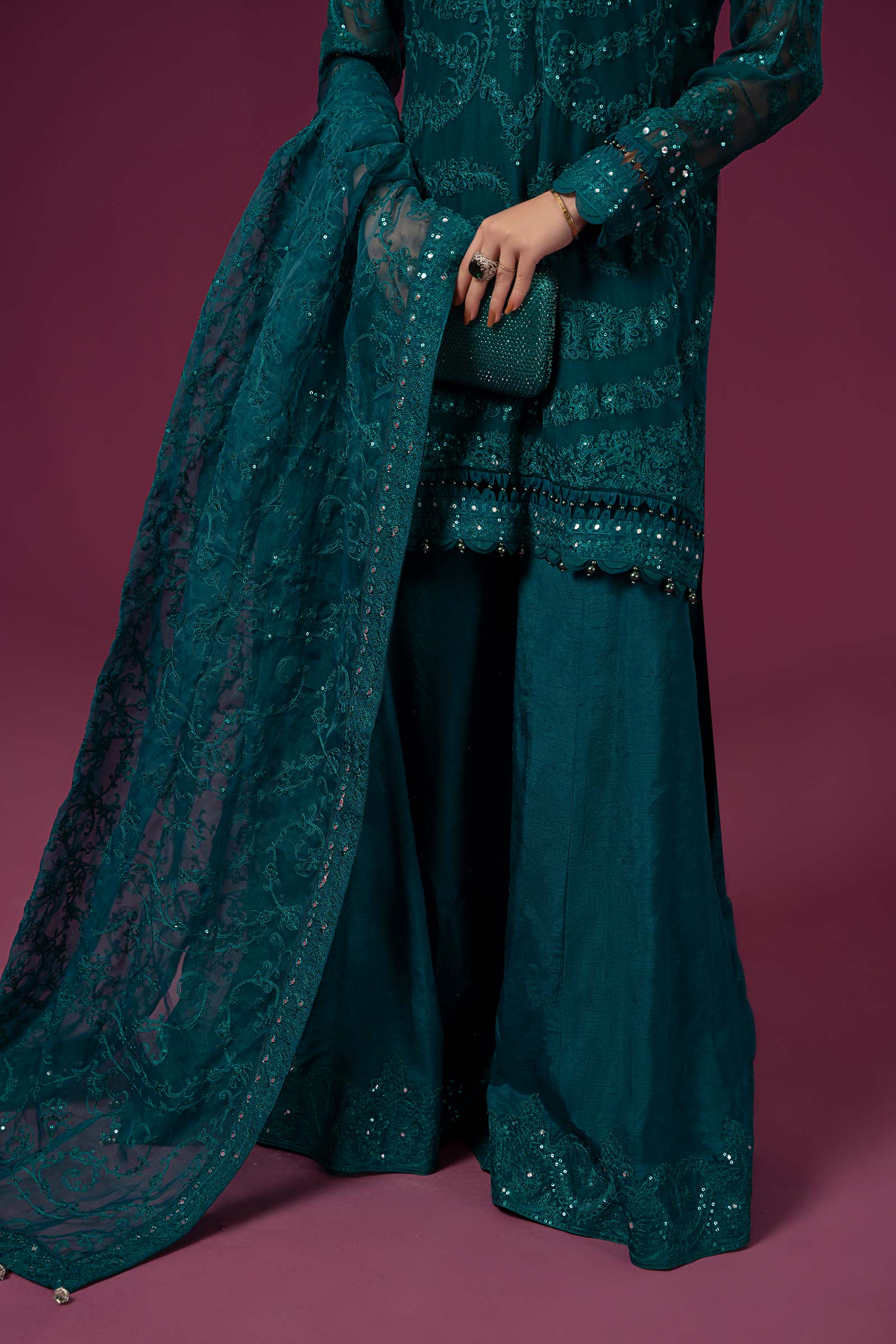 3 Piece Embroidered Organza Suit - Image 4