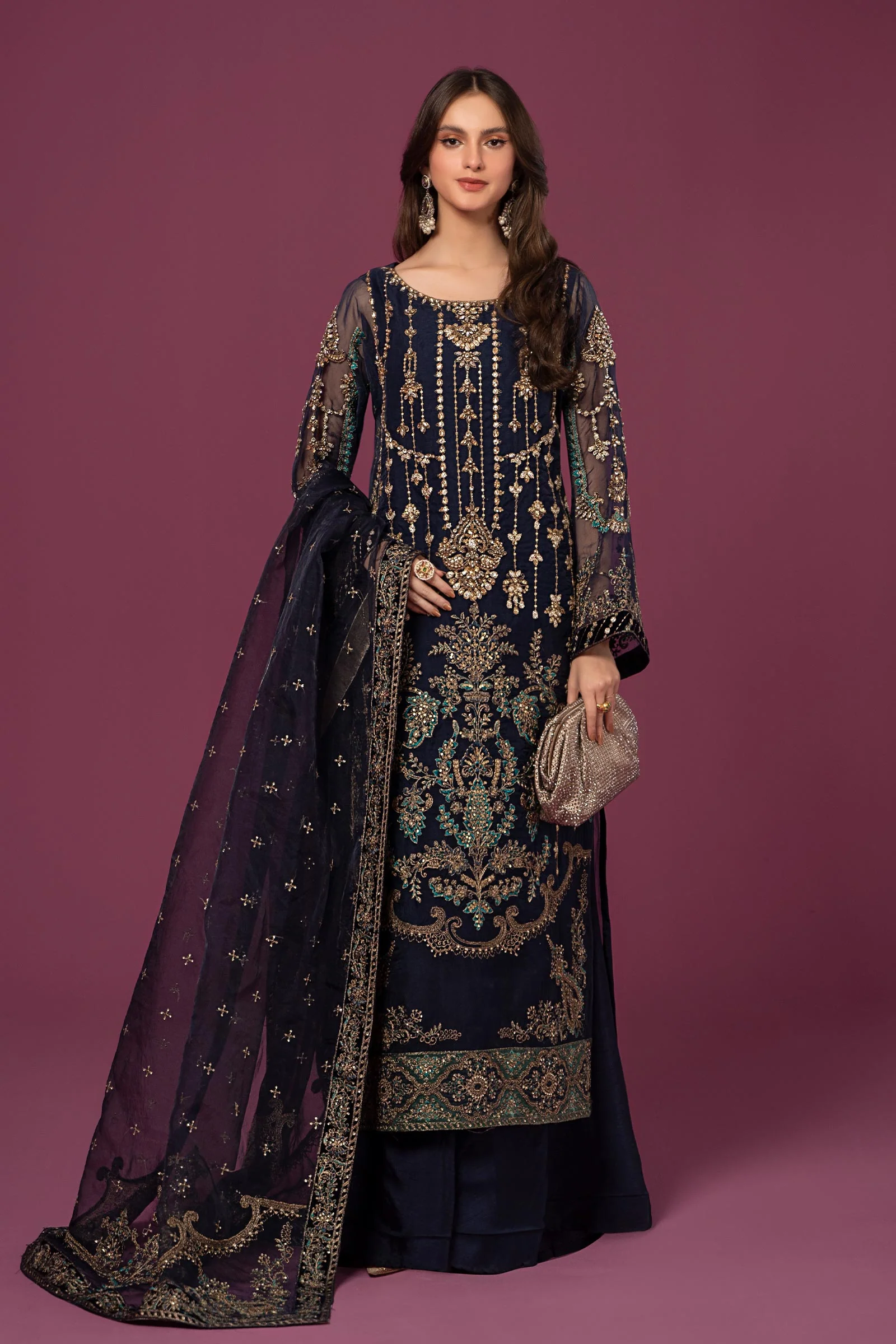 3 Piece Embroidered Organza Suit