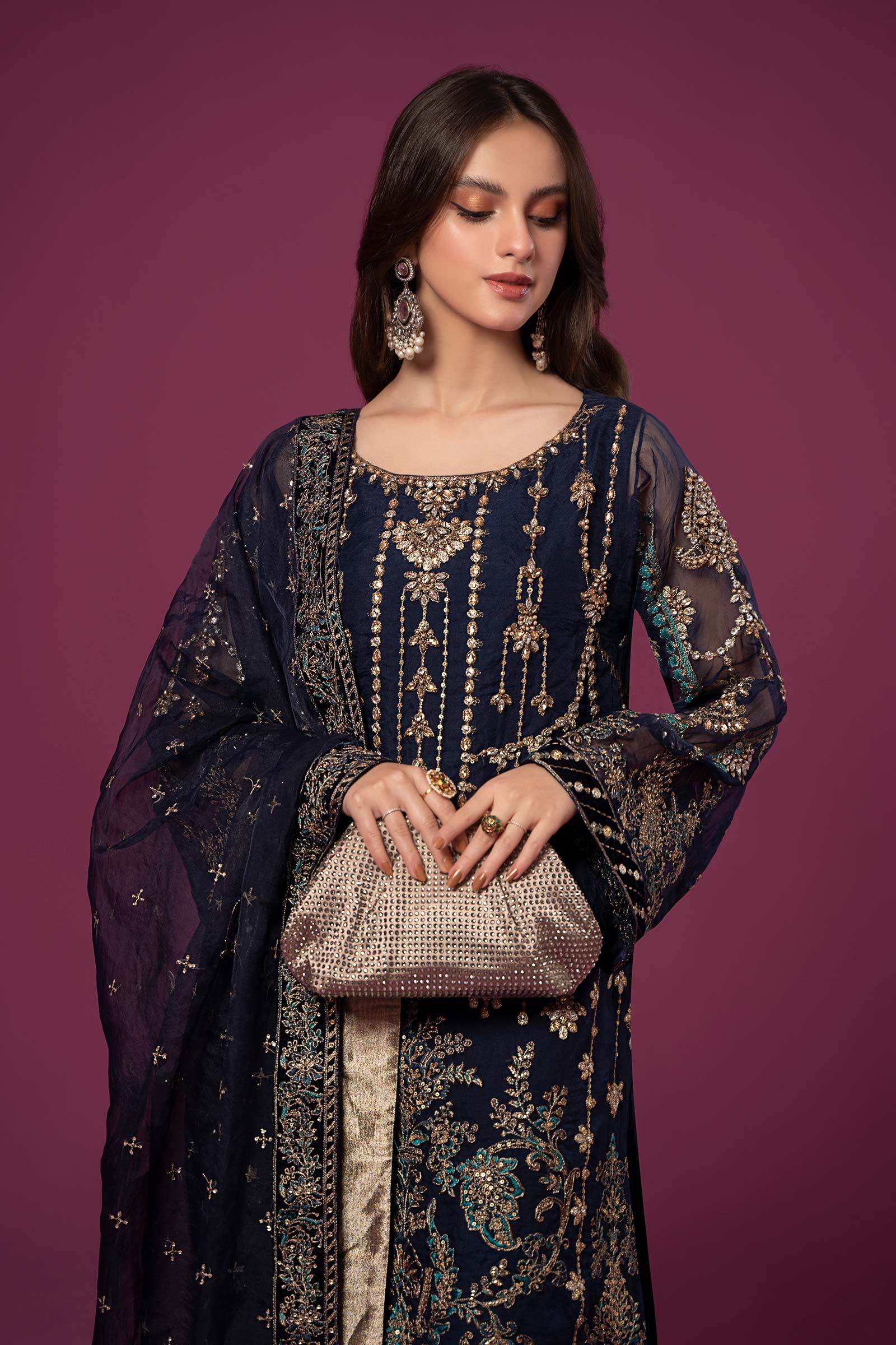 3 Piece Embroidered Organza Suit - Image 2