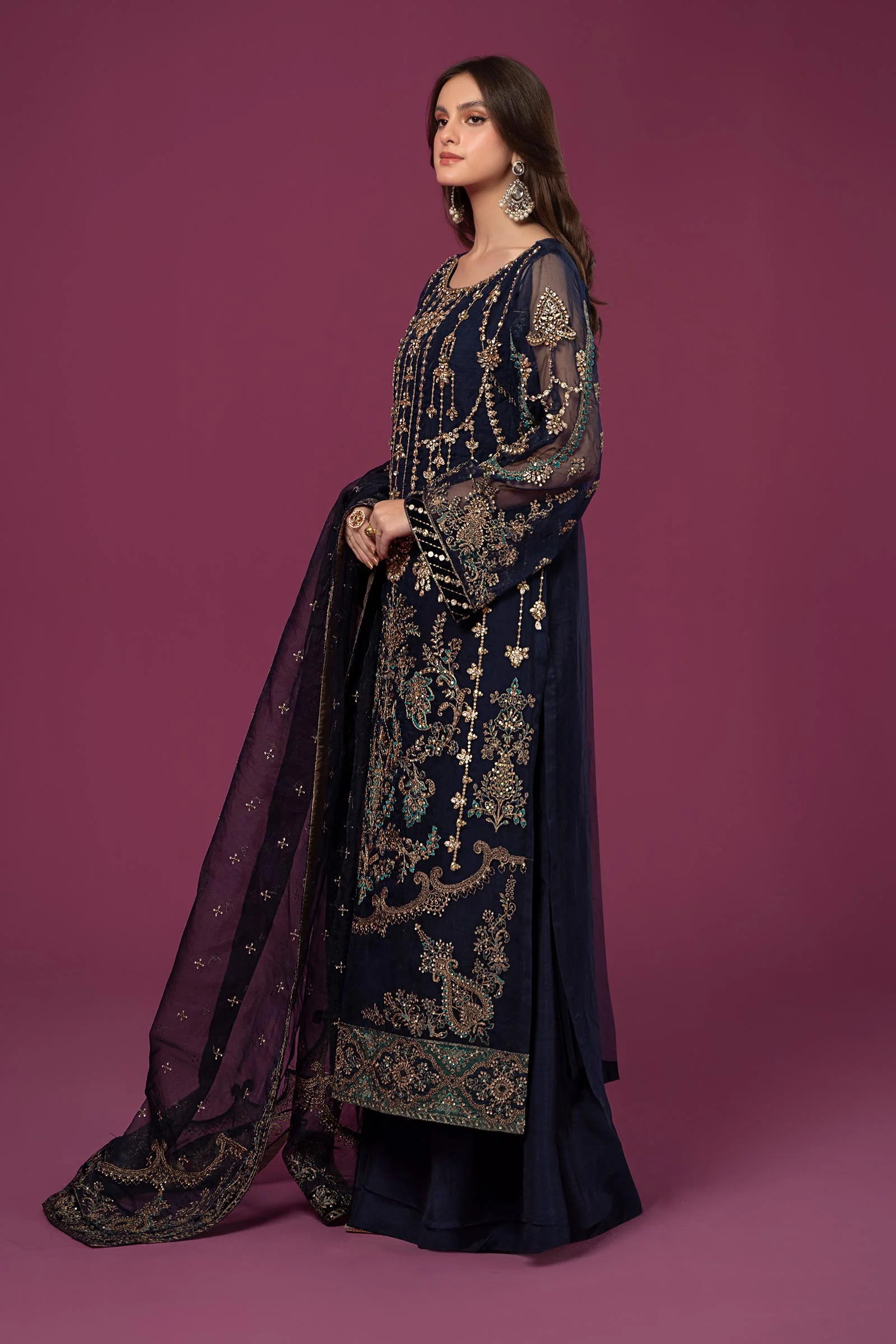 3 Piece Embroidered Organza Suit - Image 6