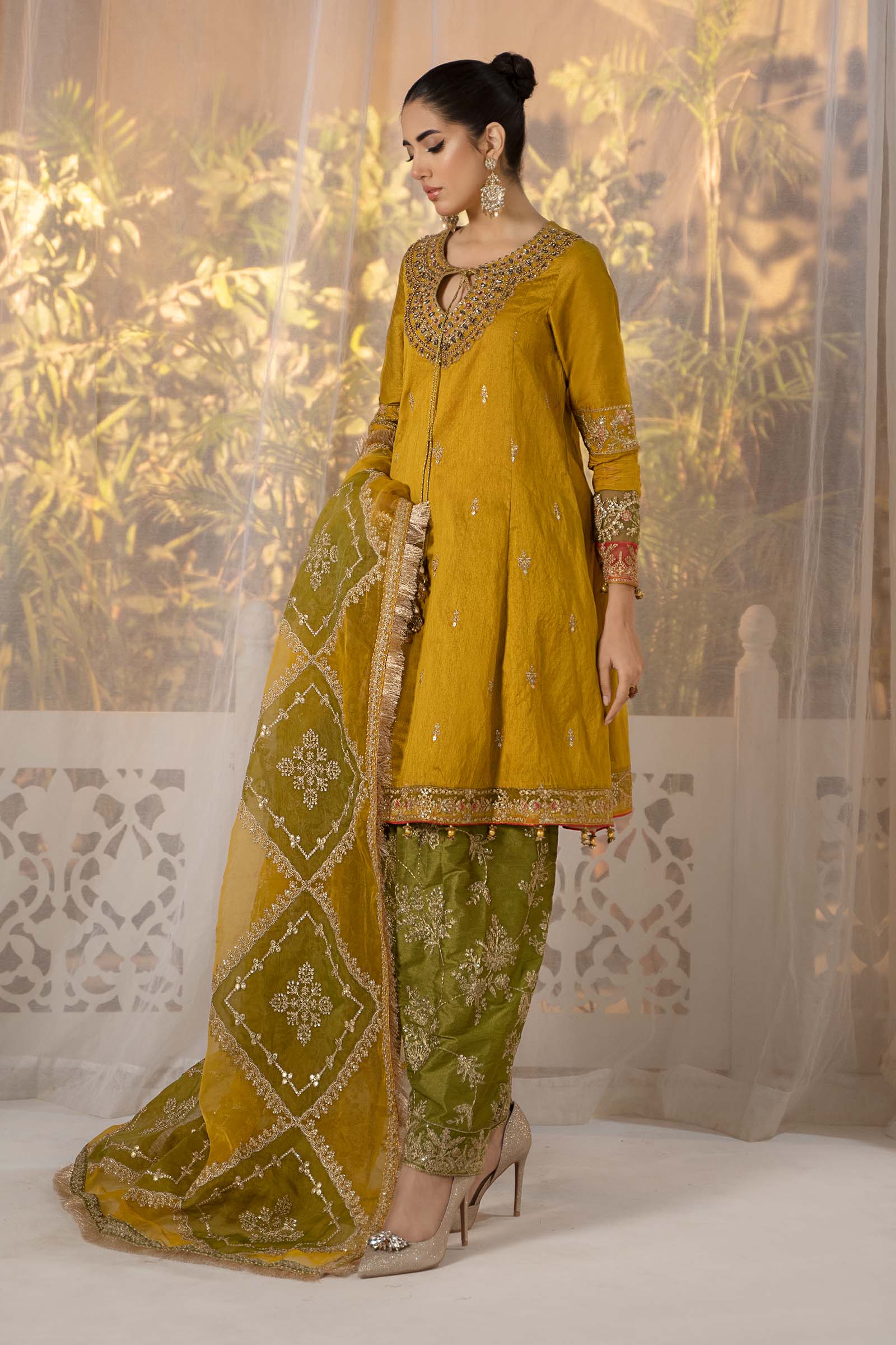 3 Piece Embroidered Raw Silk Suit - Image 5