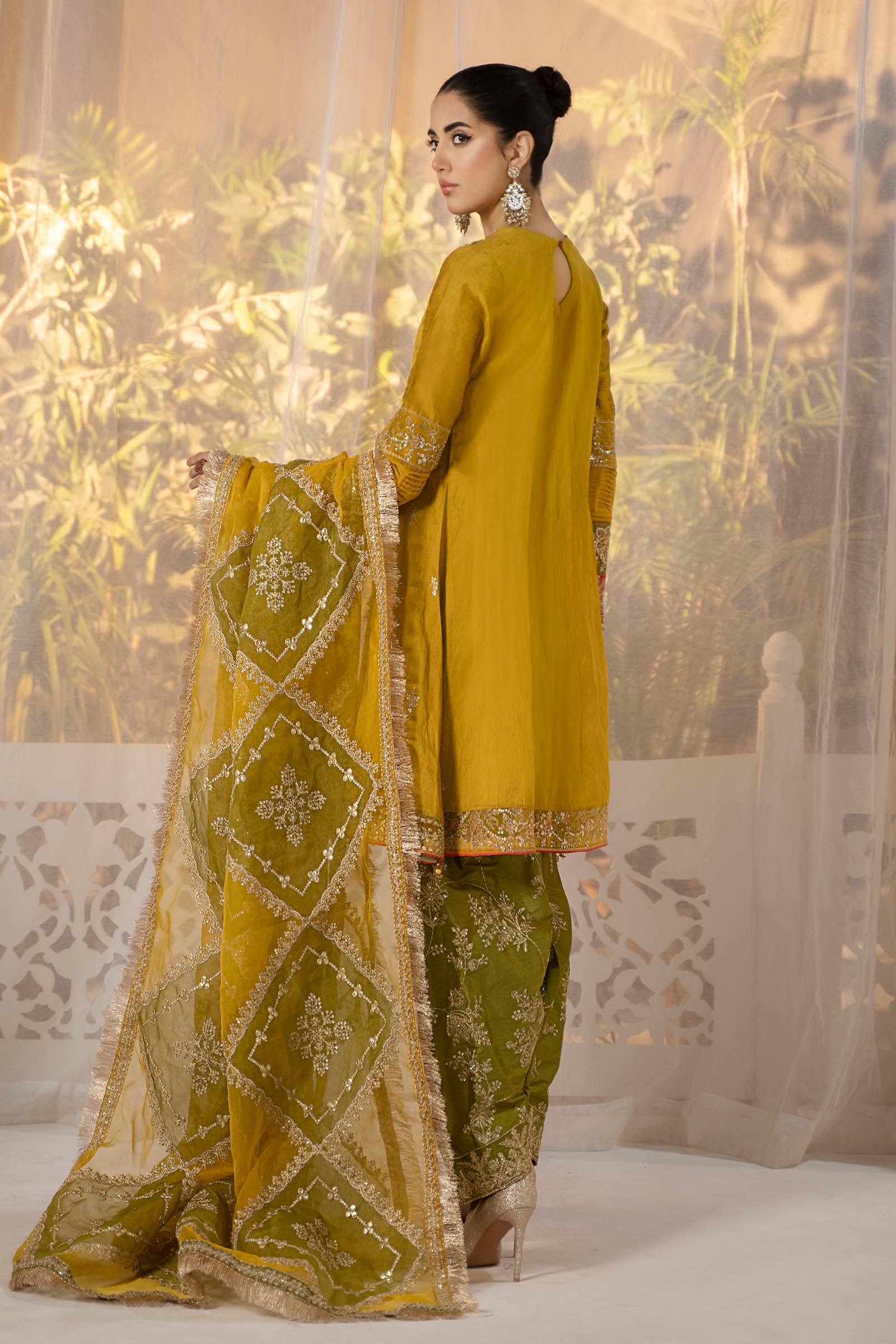 3 Piece Embroidered Raw Silk Suit - Image 6