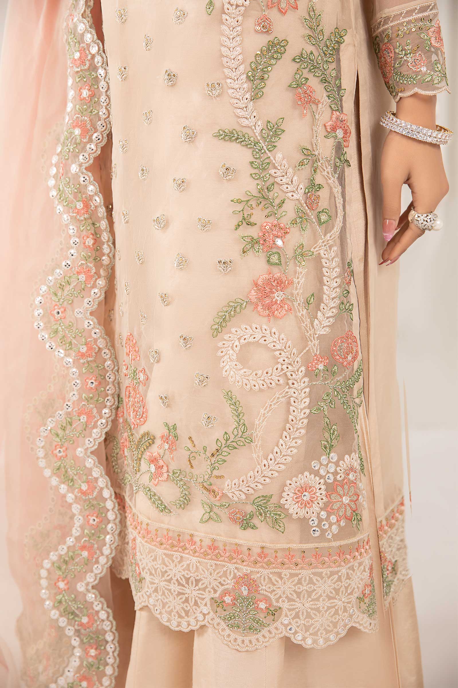 3 Piece Embroidered Organza Suit - Image 4