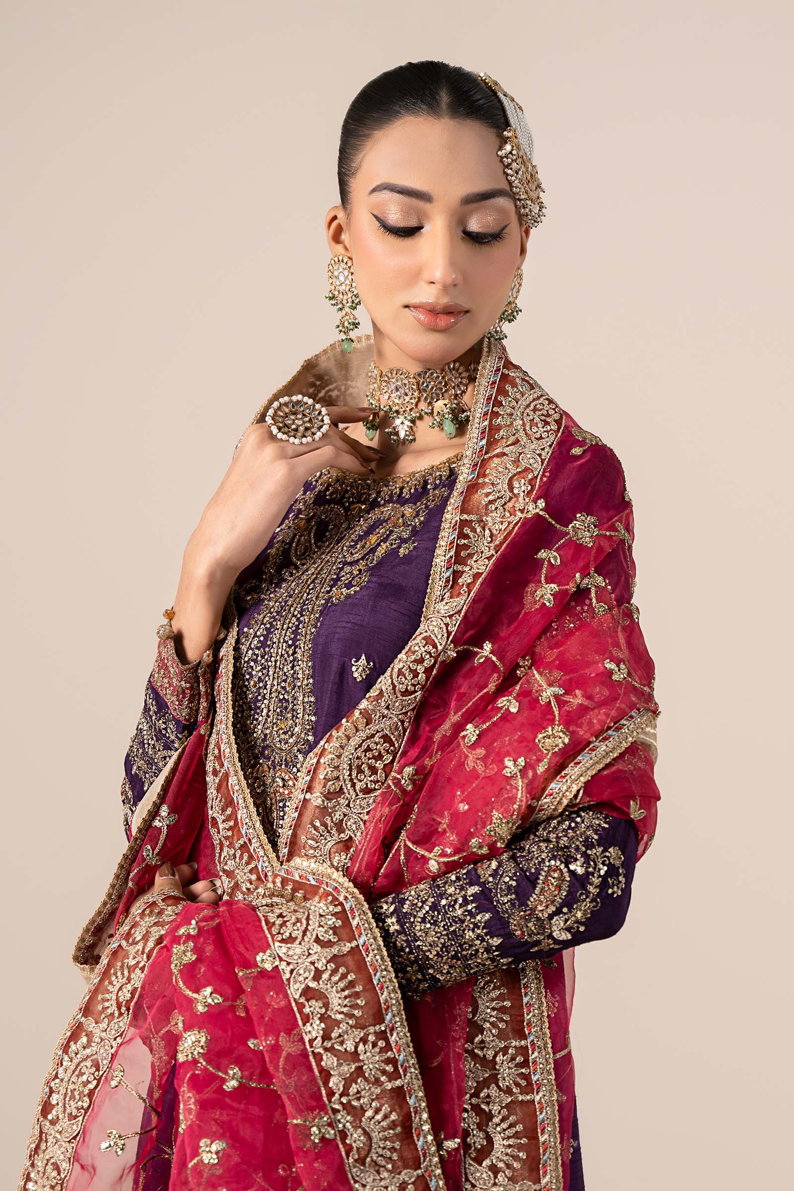 3 Piece Embroidered Raw Silk Suit - Image 2