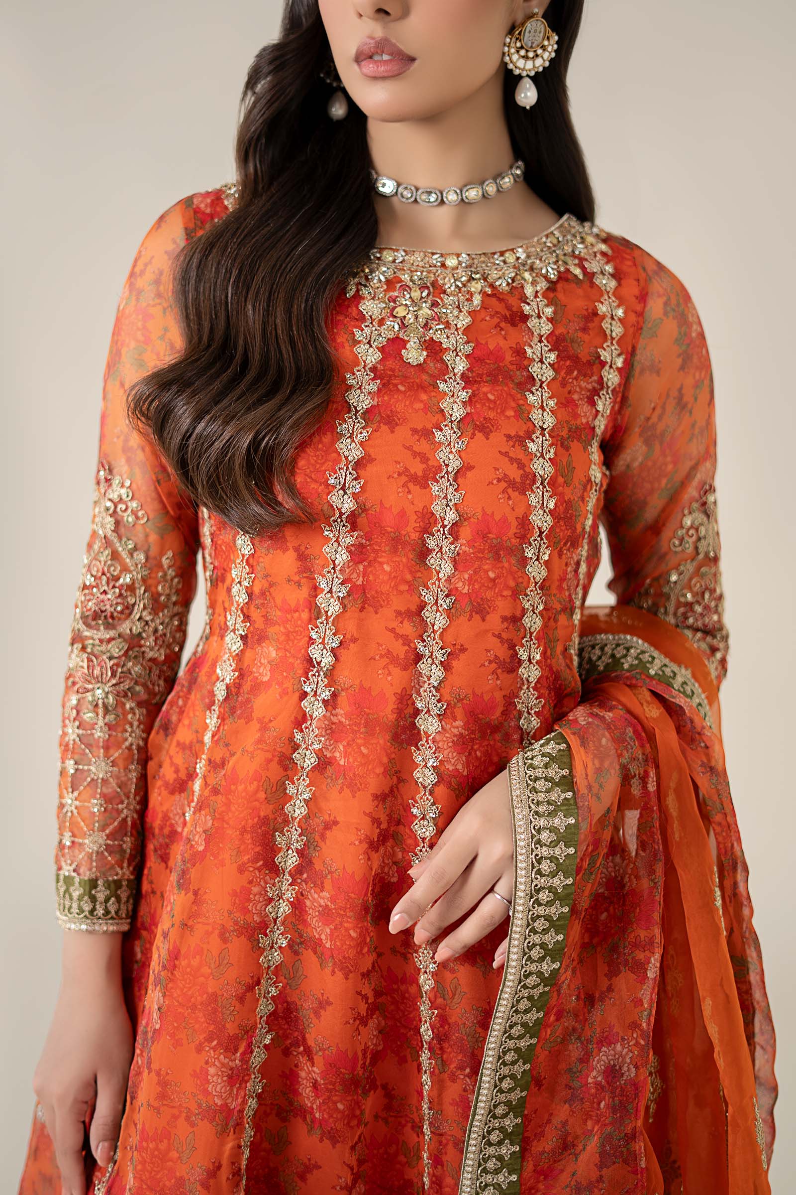 3 Piece Embroidered Organza Suit - Image 3
