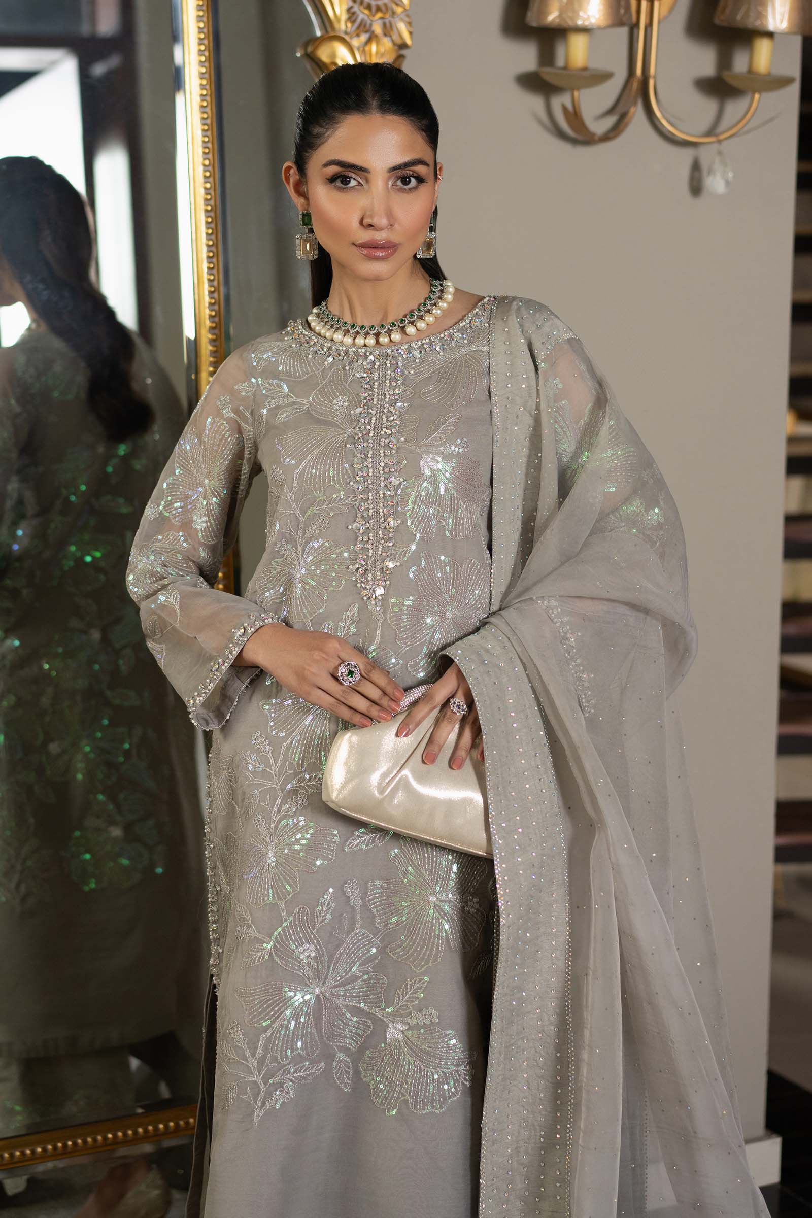 3 Piece Embroidered Organza Suit - Image 2
