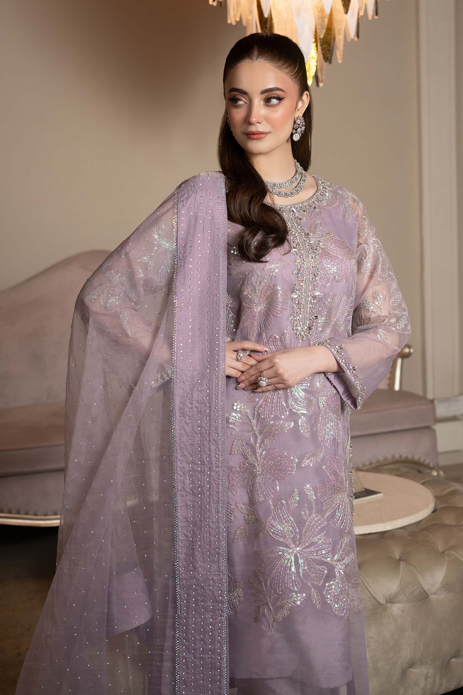 3 Piece Embroidered Organza Suit - Image 2
