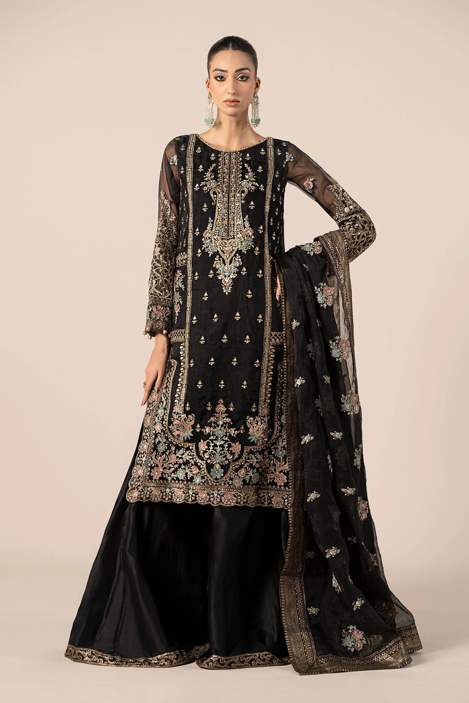 3 Piece Embroidered Organza Suit - Image 5