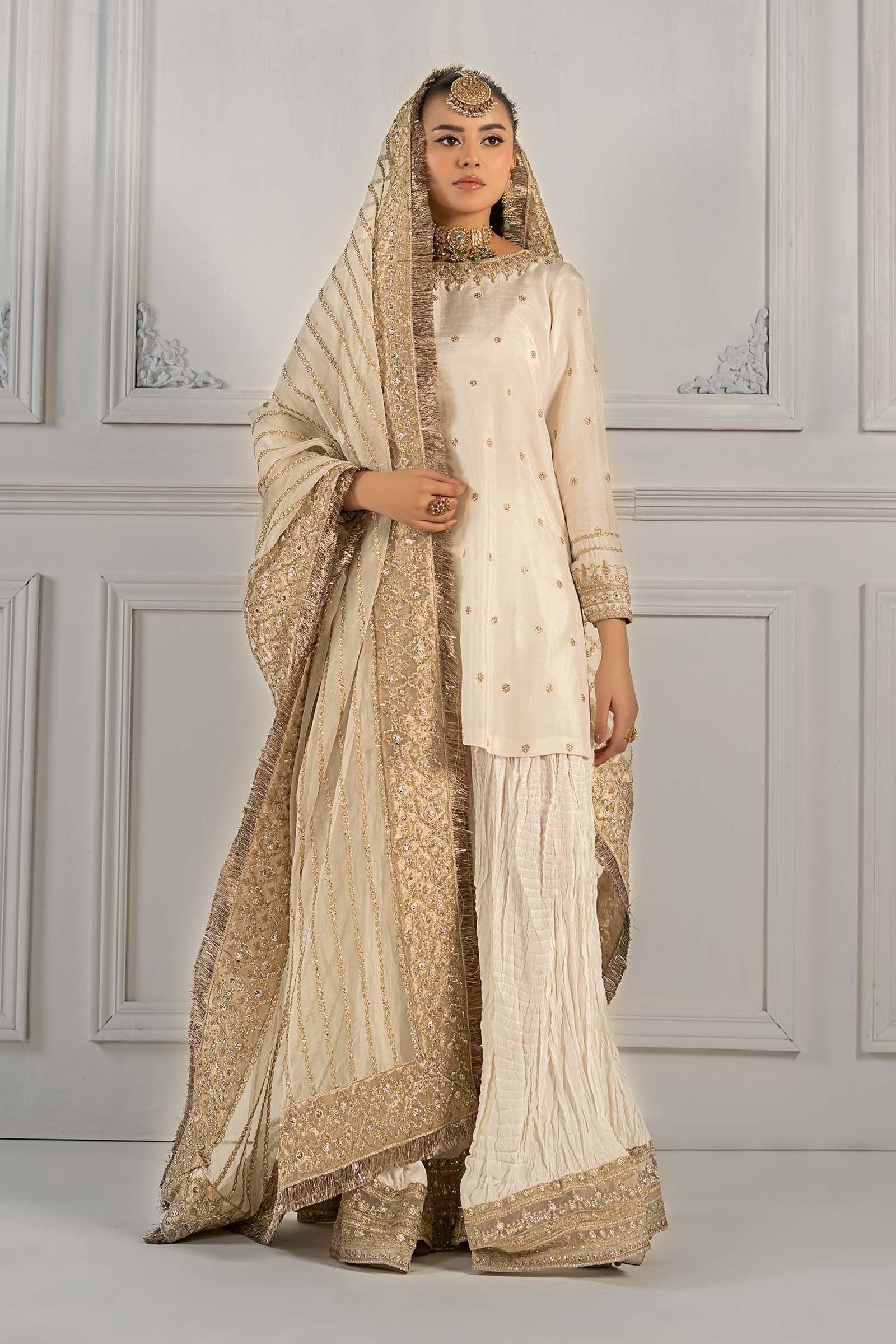 3 Piece Embroidered Raw Silk Suit - Image 3