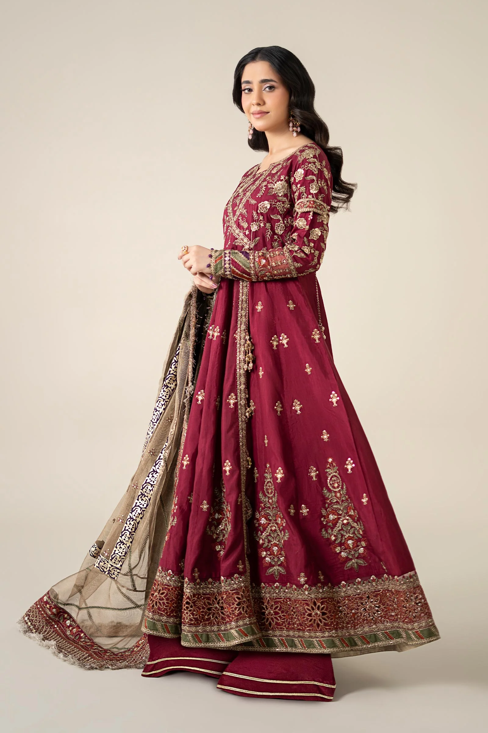 3 Piece Embroidered Raw Silk Suit - Image 5