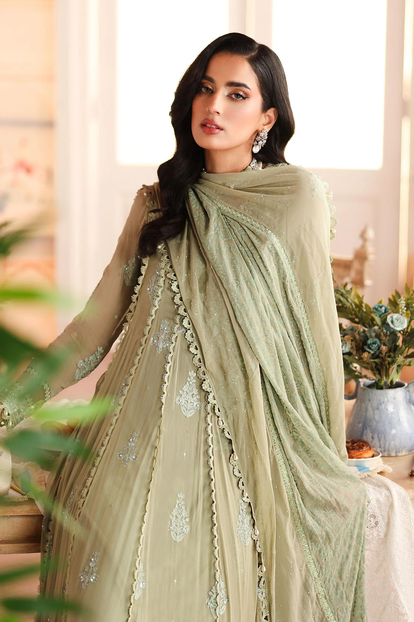 3 Piece Embroidered Chiffon Suit - Image 2