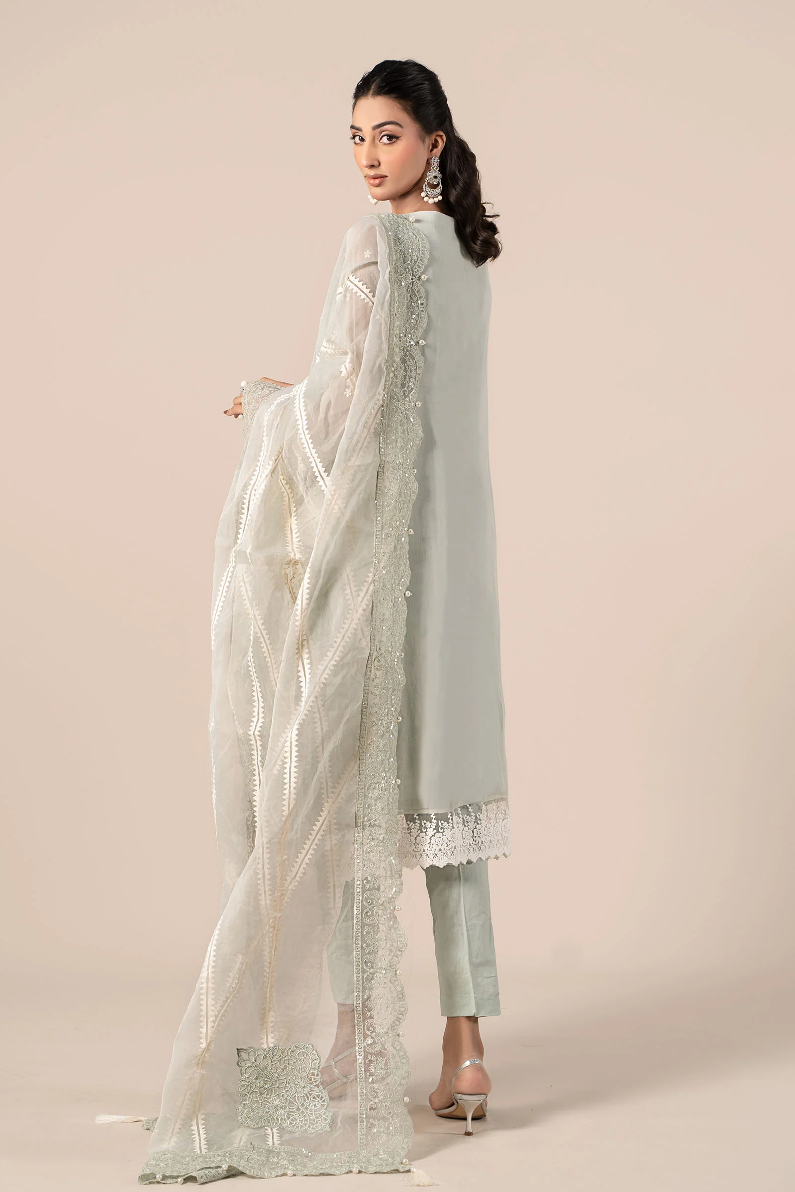 3 Piece Embroidered Chiffon Suit - Image 8